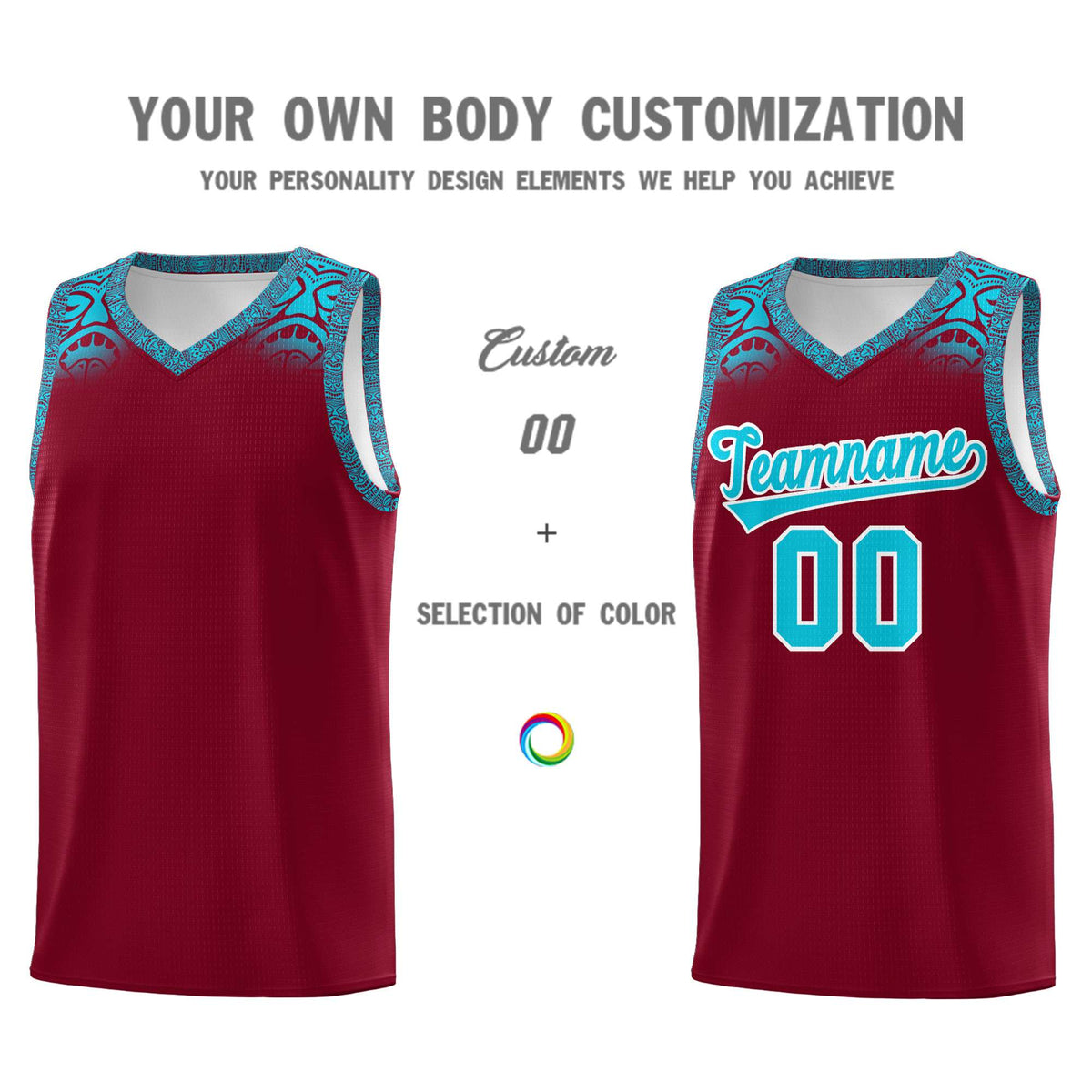 Custom Crimson Sky Blue Personalized Indians Print Kits Sports Uniform Basketball Jersey|KXKSHOP