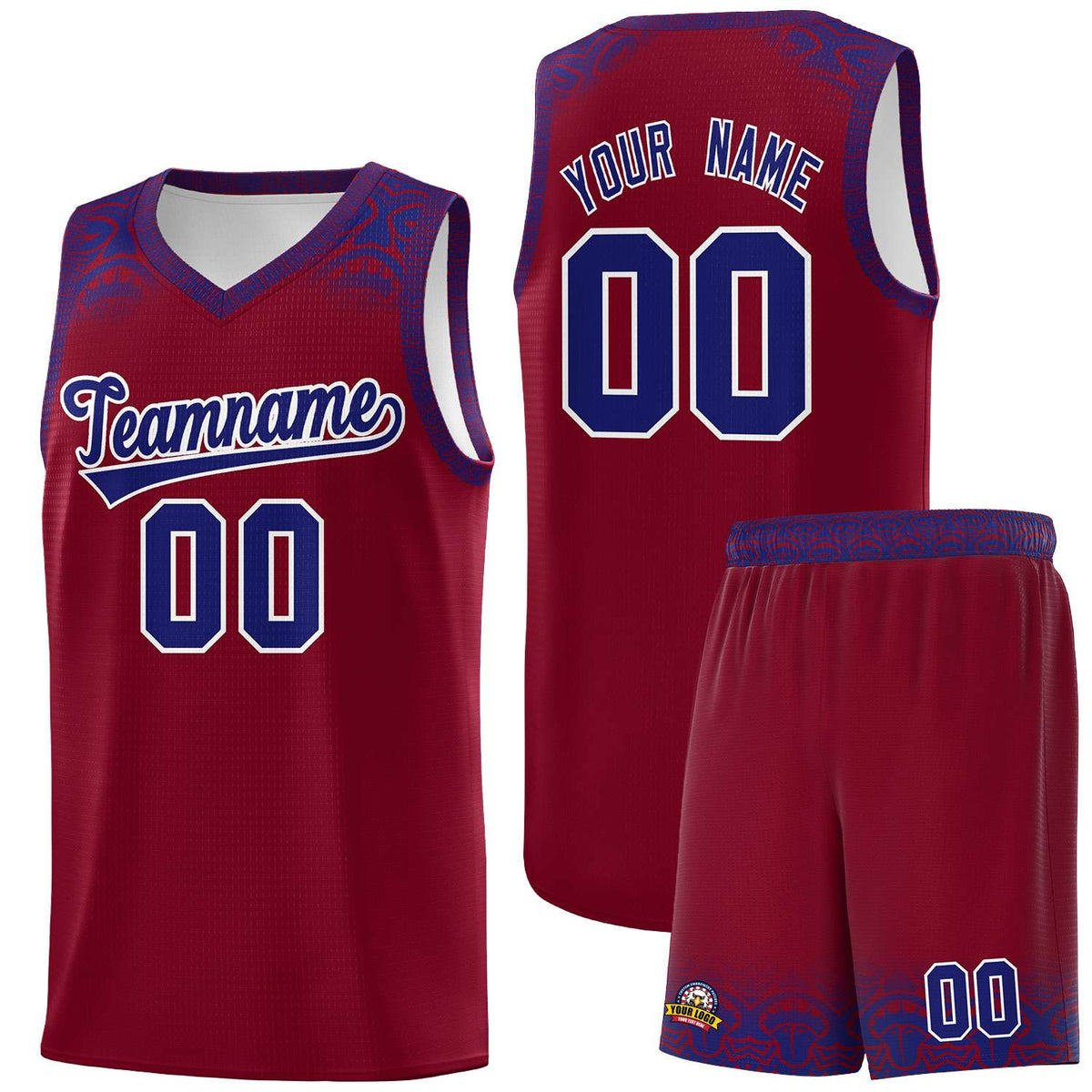 Custom Crimson Royal Personalized Indians Print Kits Sports Uniform Basketball Jersey|KXKSHOP