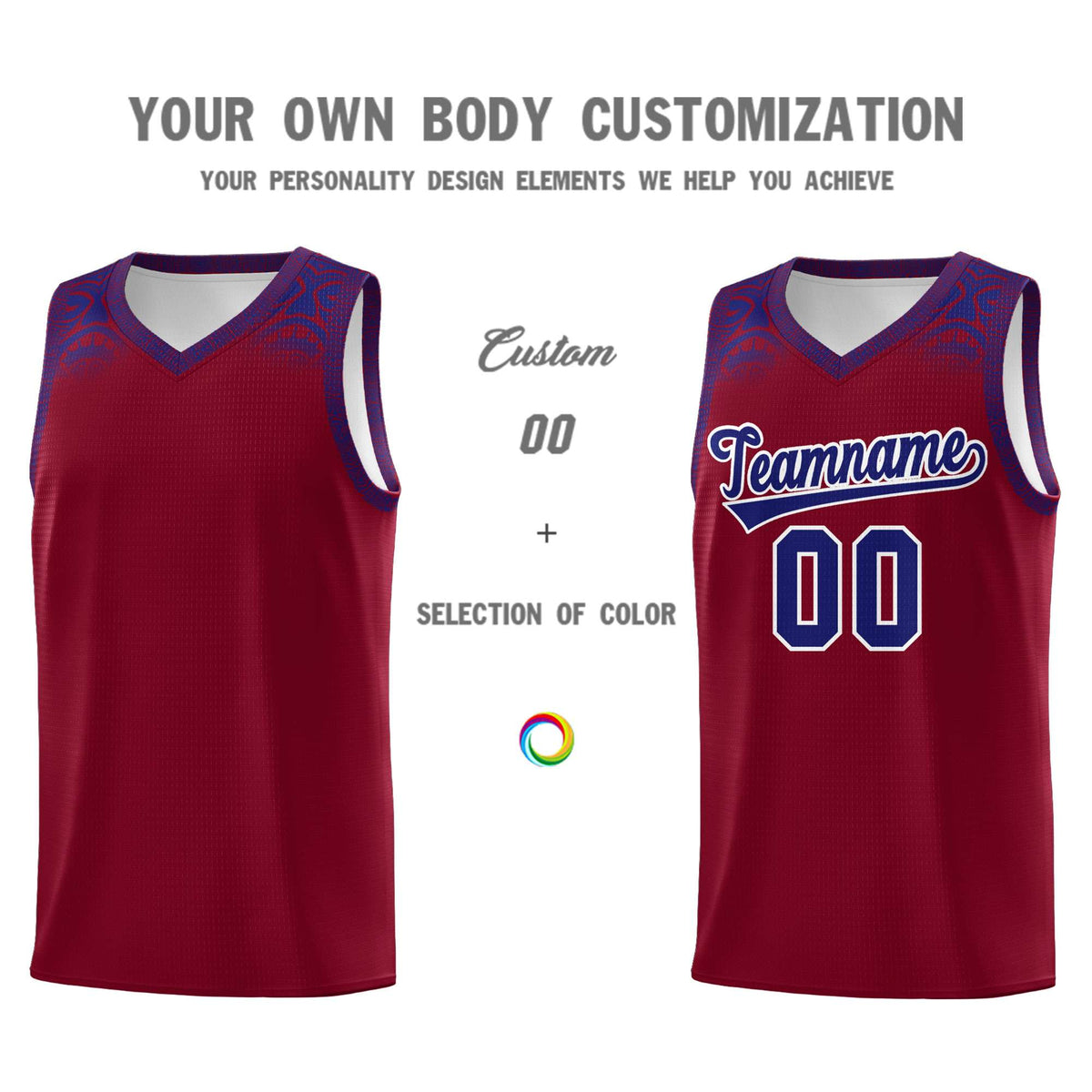 Custom Crimson Royal Personalized Indians Print Kits Sports Uniform Basketball Jersey|KXKSHOP