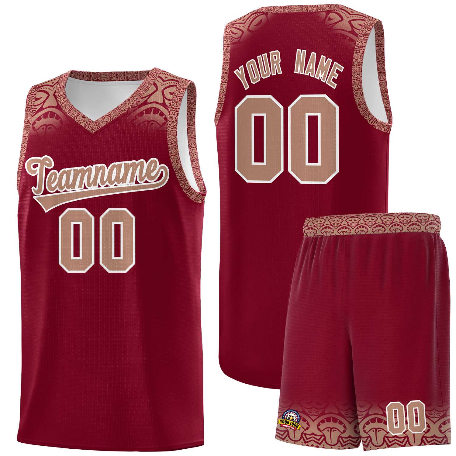 Custom Crimson Teabrown Personalized Indians Print Kits Sports Uniform Basketball Jersey|KXKSHOP