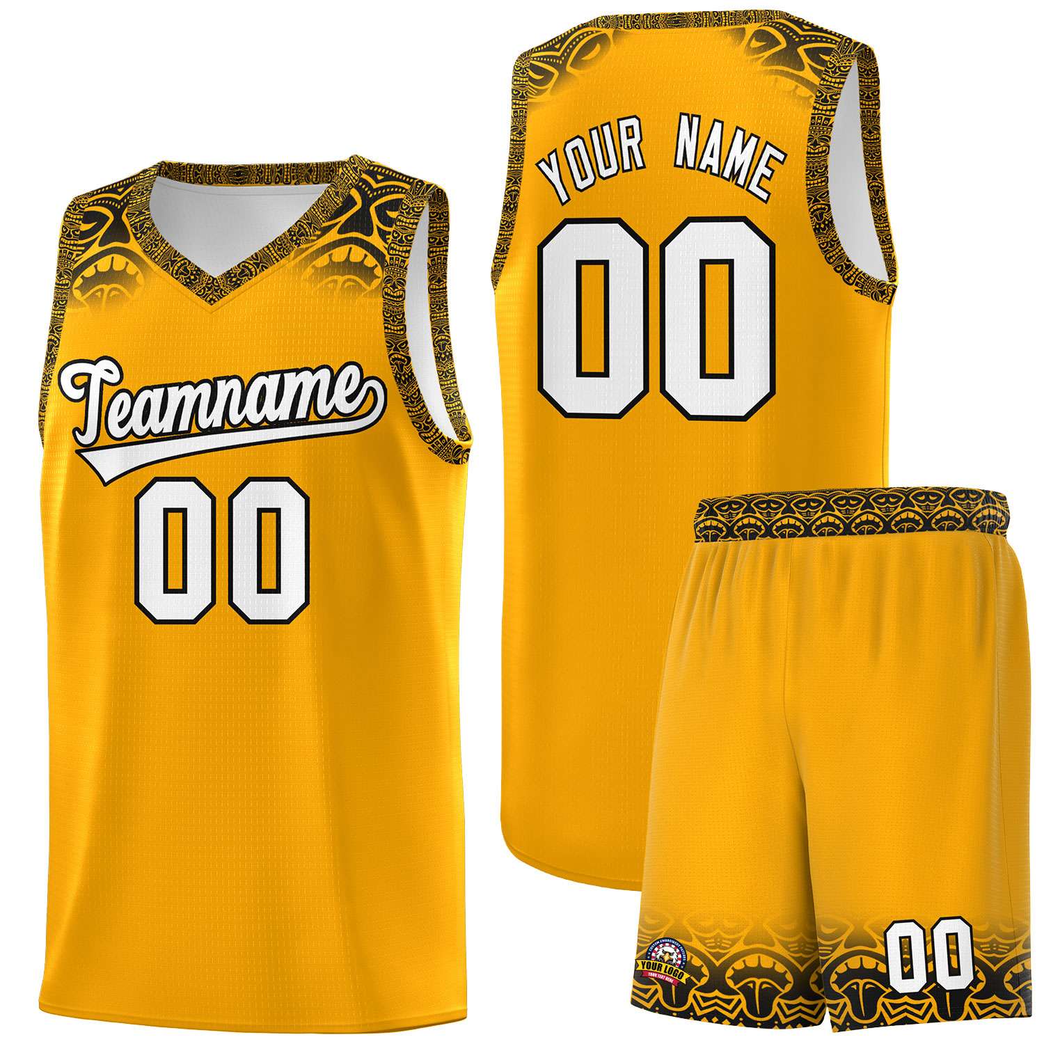 Custom Yellow Black Personalized Indians Print Kits Sports Uniform Basketball Jersey|KXKSHOP