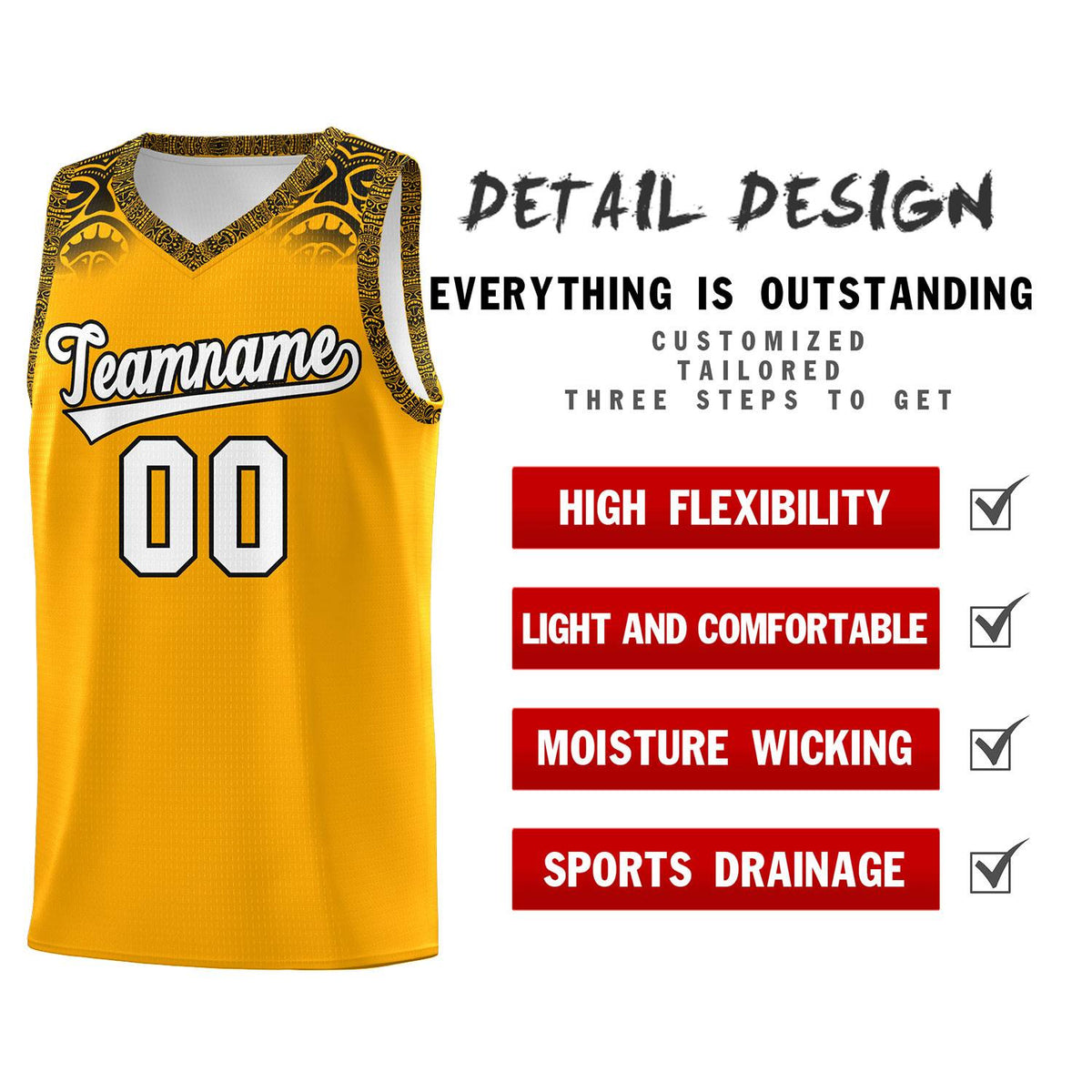 Custom Yellow Black Personalized Indians Print Kits Sports Uniform Basketball Jersey|KXKSHOP