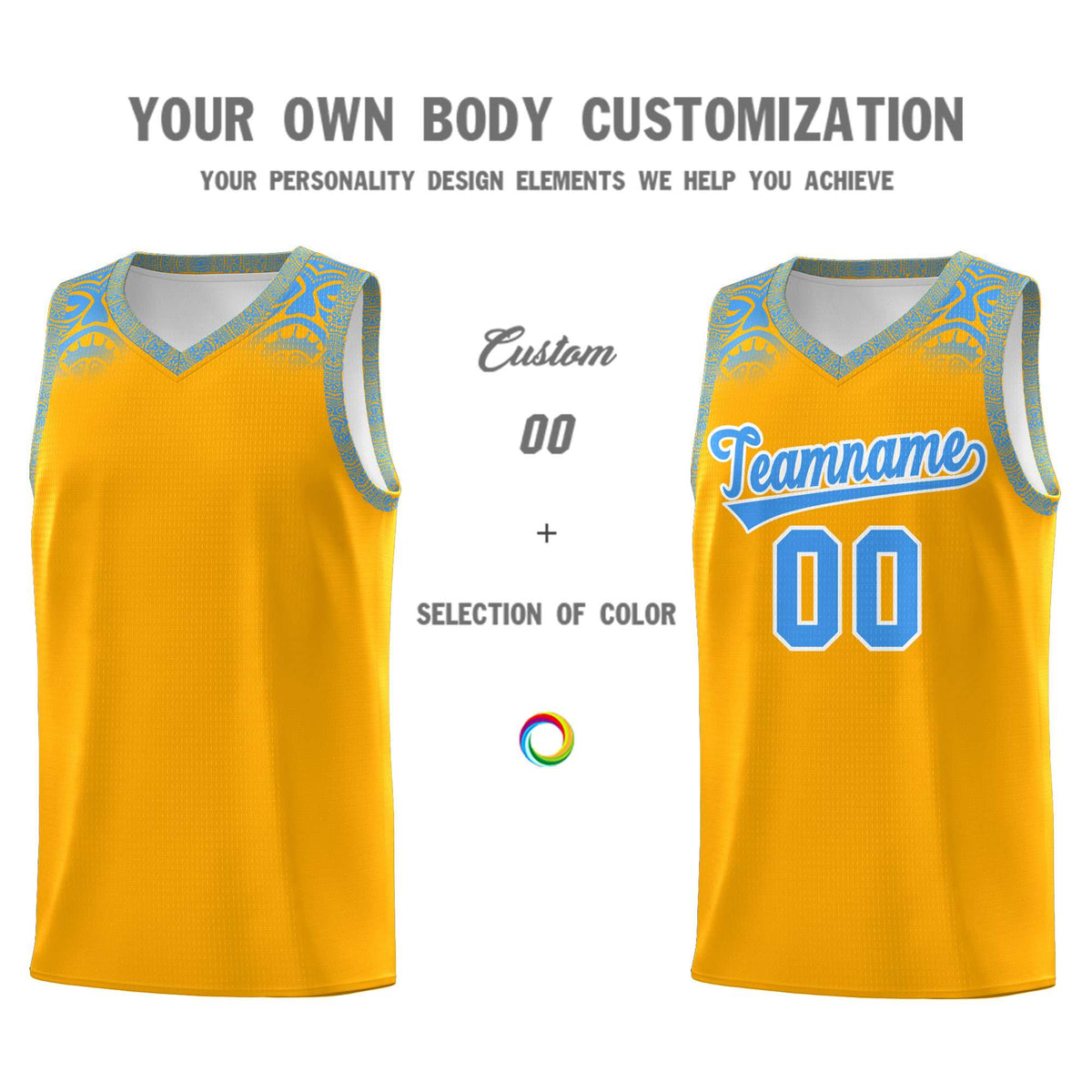Custom Yellow Powder Blue Personalized Indians Print Kits Sports Uniform Basketball Jersey|KXKSHOP