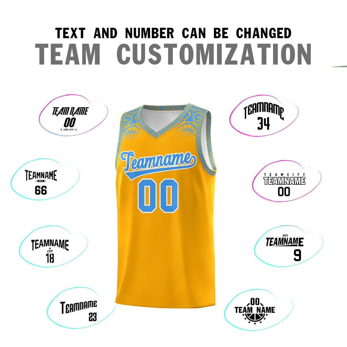 Custom Yellow Powder Blue Personalized Indians Print Kits Sports Uniform Basketball Jersey|KXKSHOP