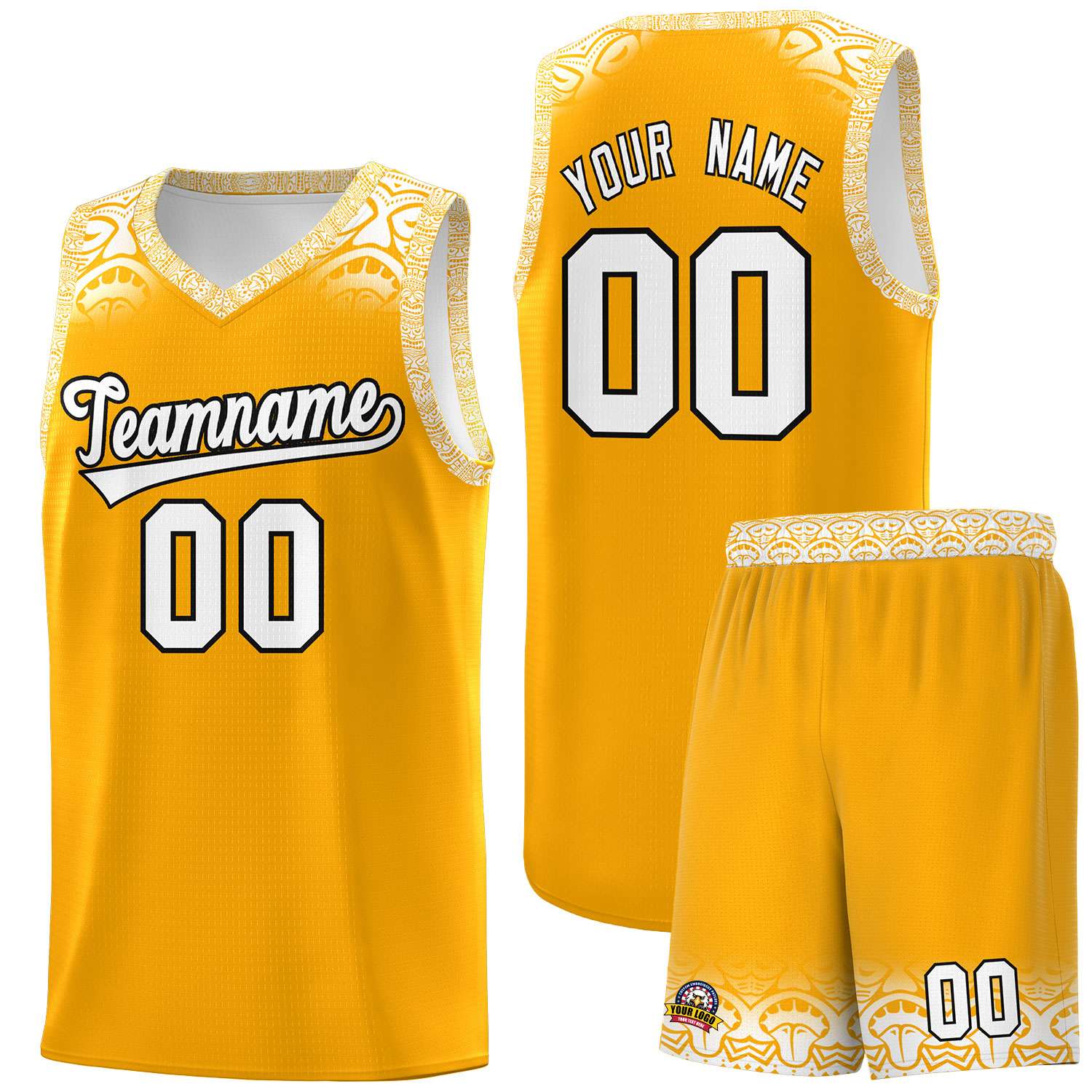 Custom Yellow White Personalized Indians Print Kits Sports Uniform Basketball Jersey|KXKSHOP