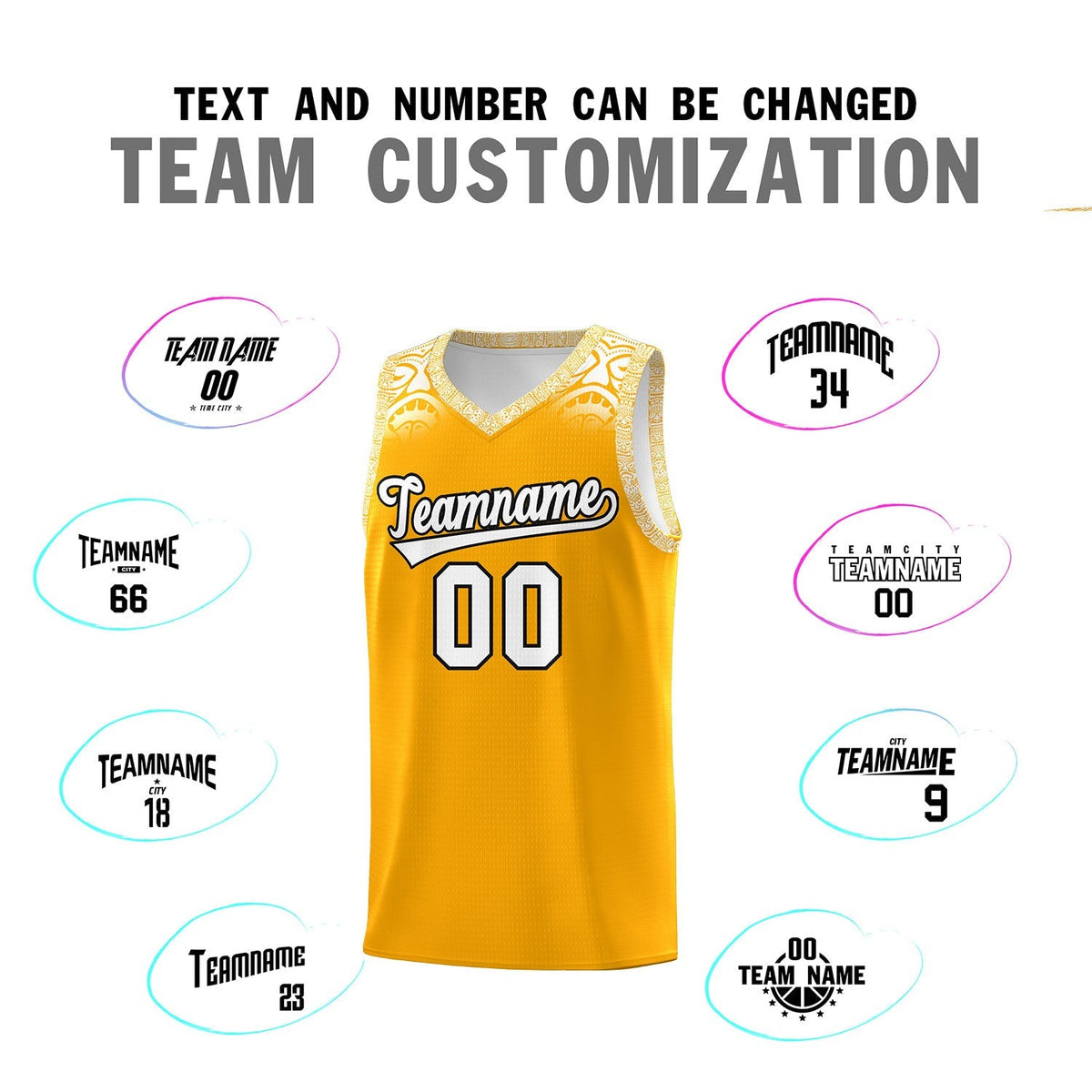 Custom Yellow White Personalized Indians Print Kits Sports Uniform Basketball Jersey|KXKSHOP