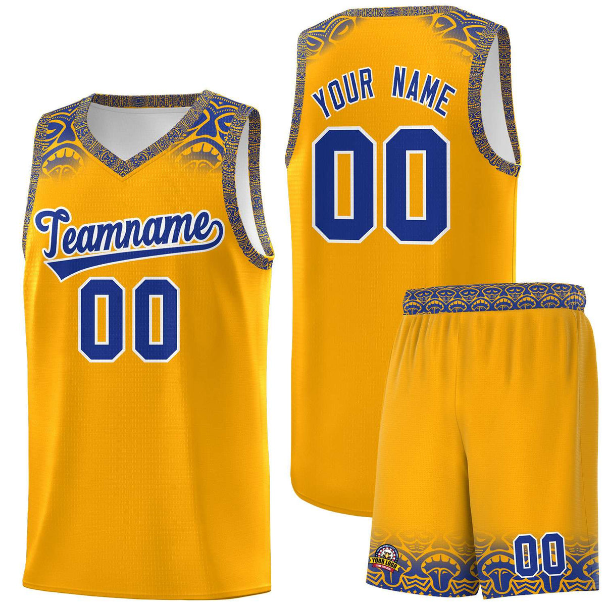 Custom Yellow Royal Personalized Indians Print Kits Sports Uniform Basketball Jersey|KXKSHOP