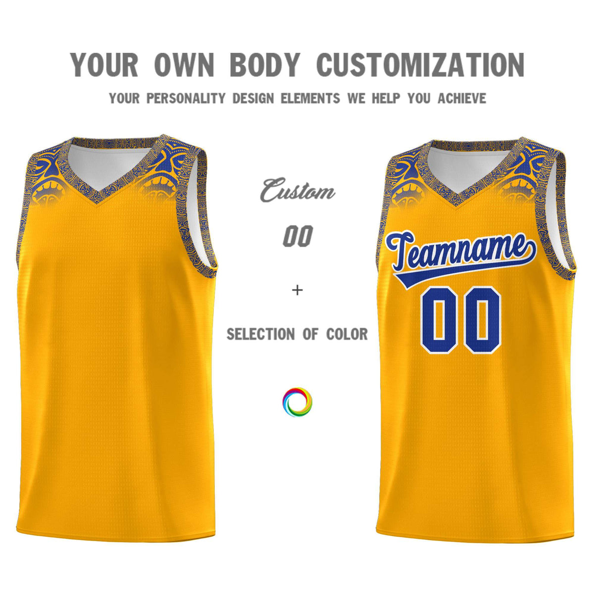 Custom Yellow Royal Personalized Indians Print Kits Sports Uniform Basketball Jersey|KXKSHOP