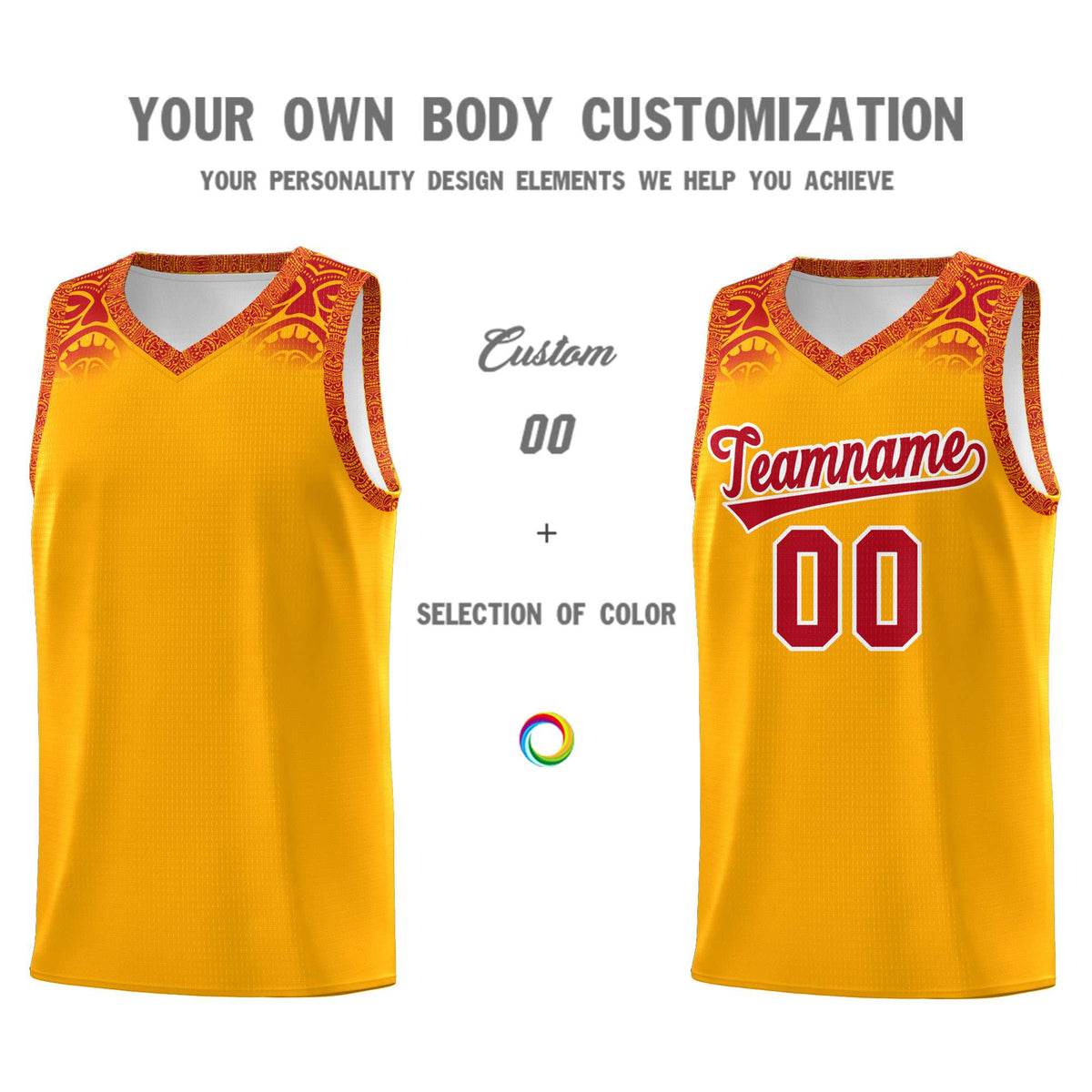 Custom Yellow Red Personalized Indians Print Kits Sports Uniform Basketball Jersey|KXKSHOP