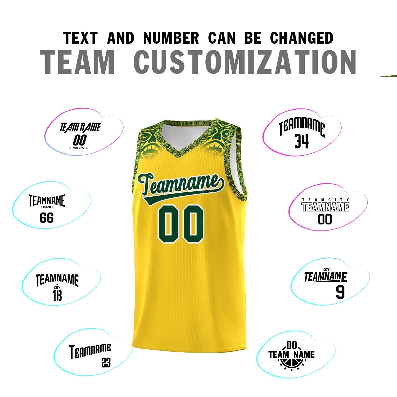 Custom Gold Green Personalized Indians Print Kits Sports Uniform Basketball Jersey|KXKSHOP