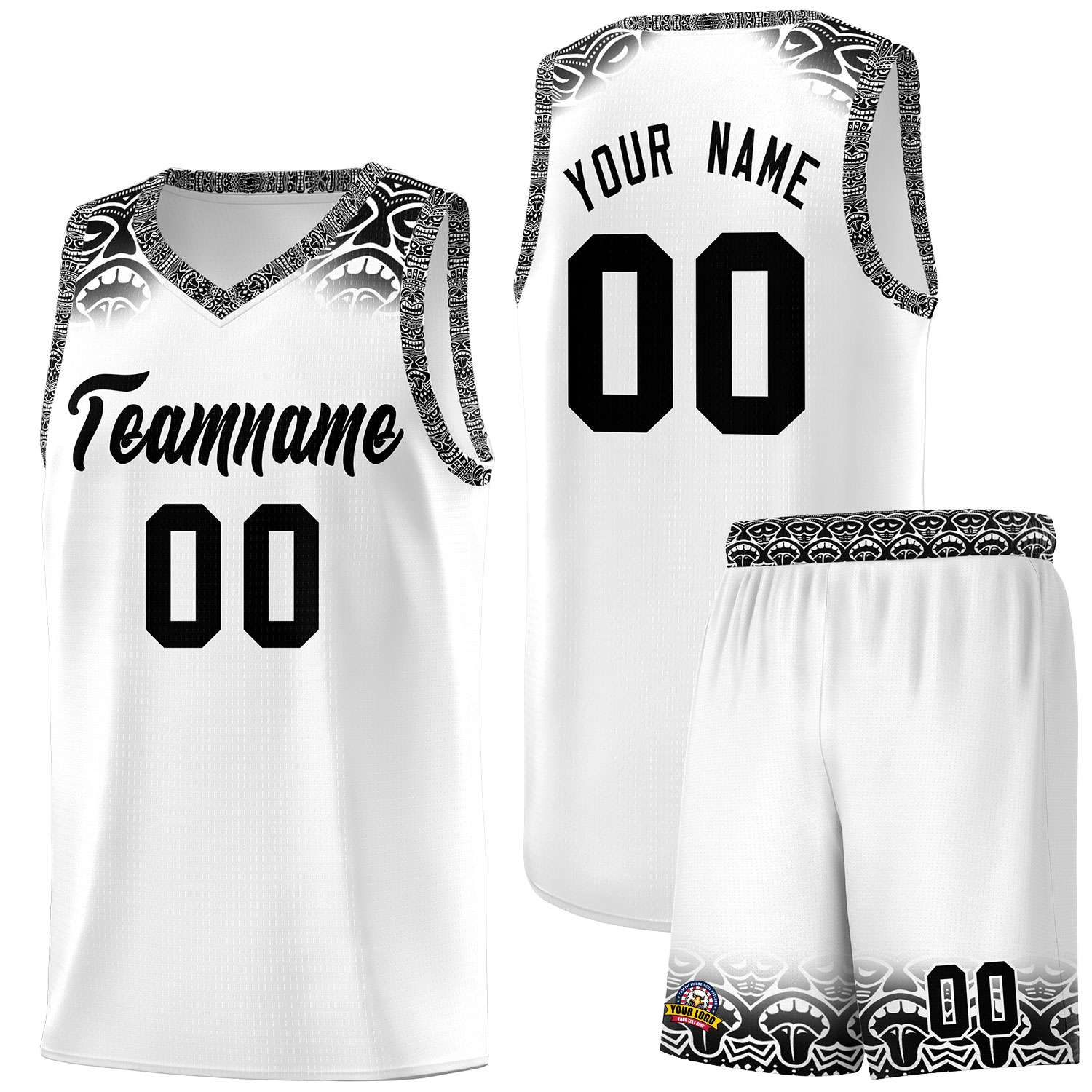 Custom White Black Personalized Indians Print Kits Sports Uniform Basketball Jersey|KXKSHOP