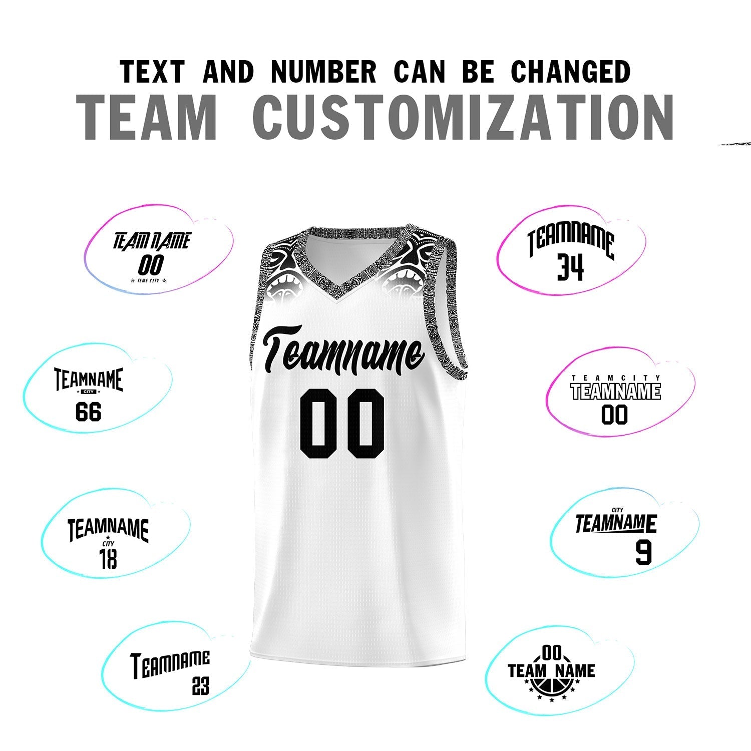 Custom White Black Personalized Indians Print Kits Sports Uniform Basketball Jersey|KXKSHOP
