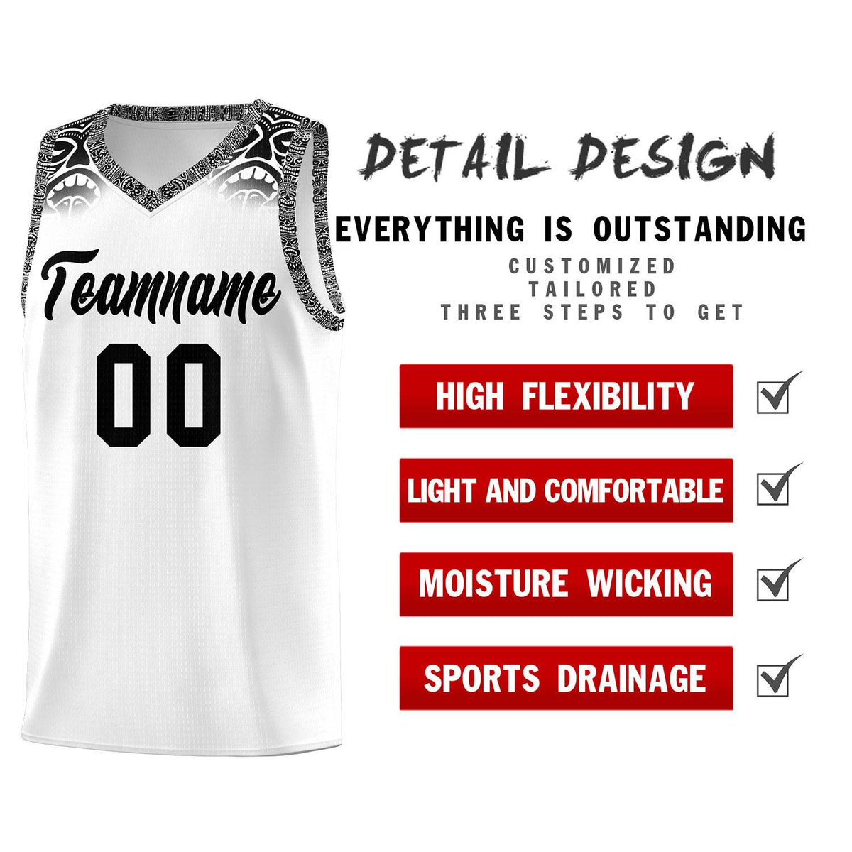 Custom White Black Personalized Indians Print Kits Sports Uniform Basketball Jersey|KXKSHOP