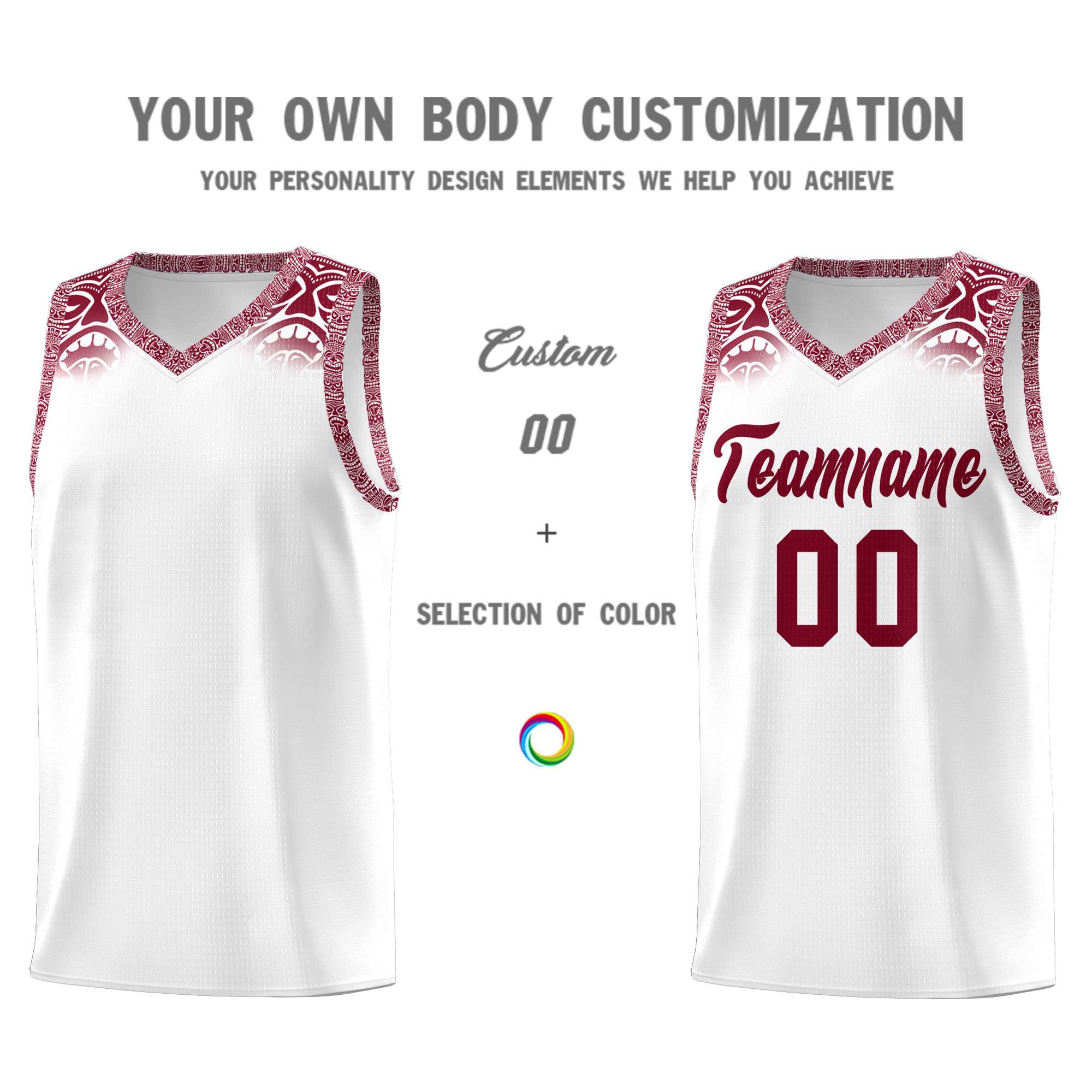 Custom White Crimson Personalized Indians Print Kits Sports Uniform Basketball Jersey|KXKSHOP