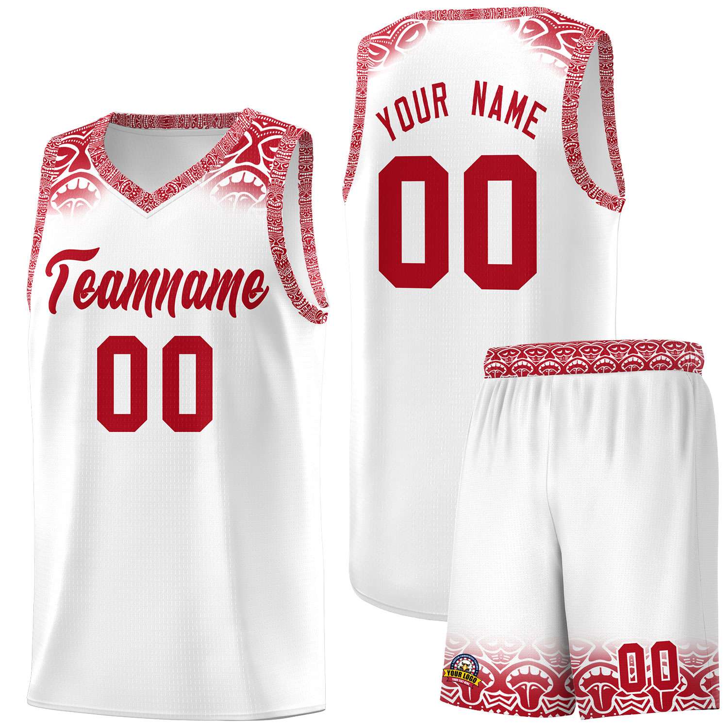 Custom White Red Personalized Indians Print Kits Sports Uniform Basketball Jersey|KXKSHOP