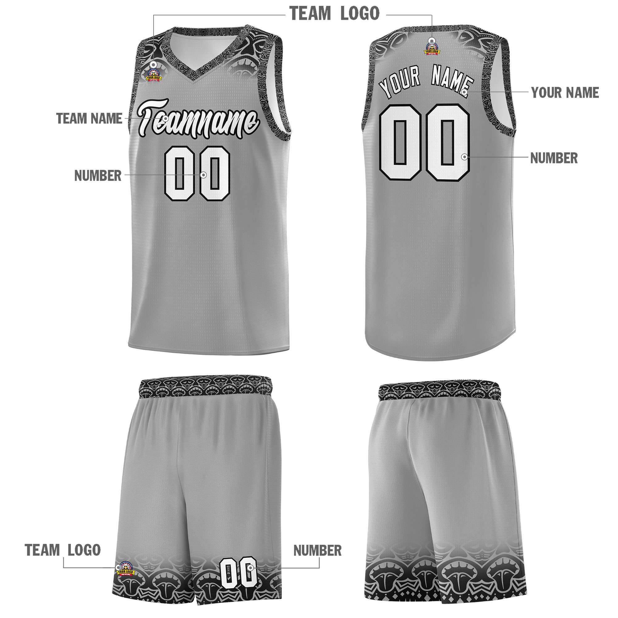 Custom Dark Gray Black Personalized Indians Print Kits Sports Uniform Basketball Jersey|KXKSHOP