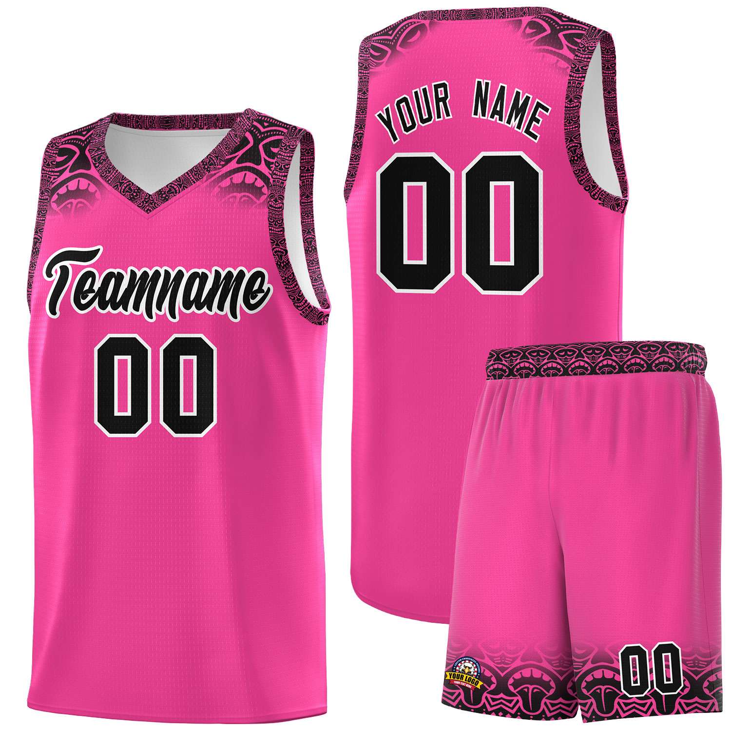 Custom Pink Black Personalized Indians Print Kits Sports Uniform Basketball Jersey|KXKSHOP