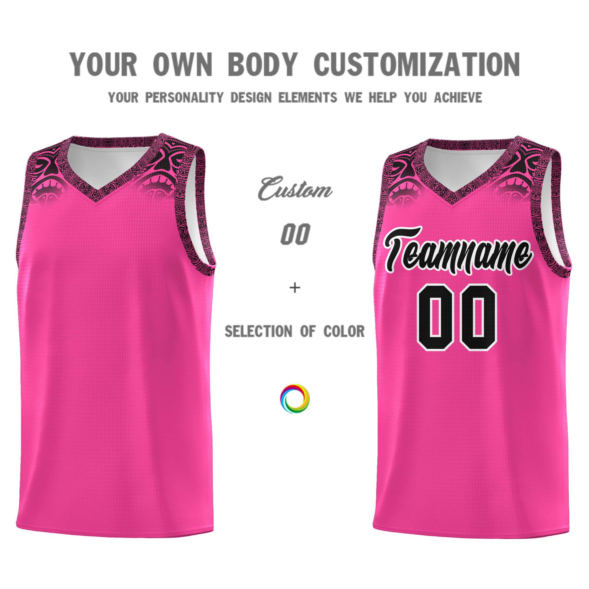 Custom Pink Black Personalized Indians Print Kits Sports Uniform Basketball Jersey|KXKSHOP