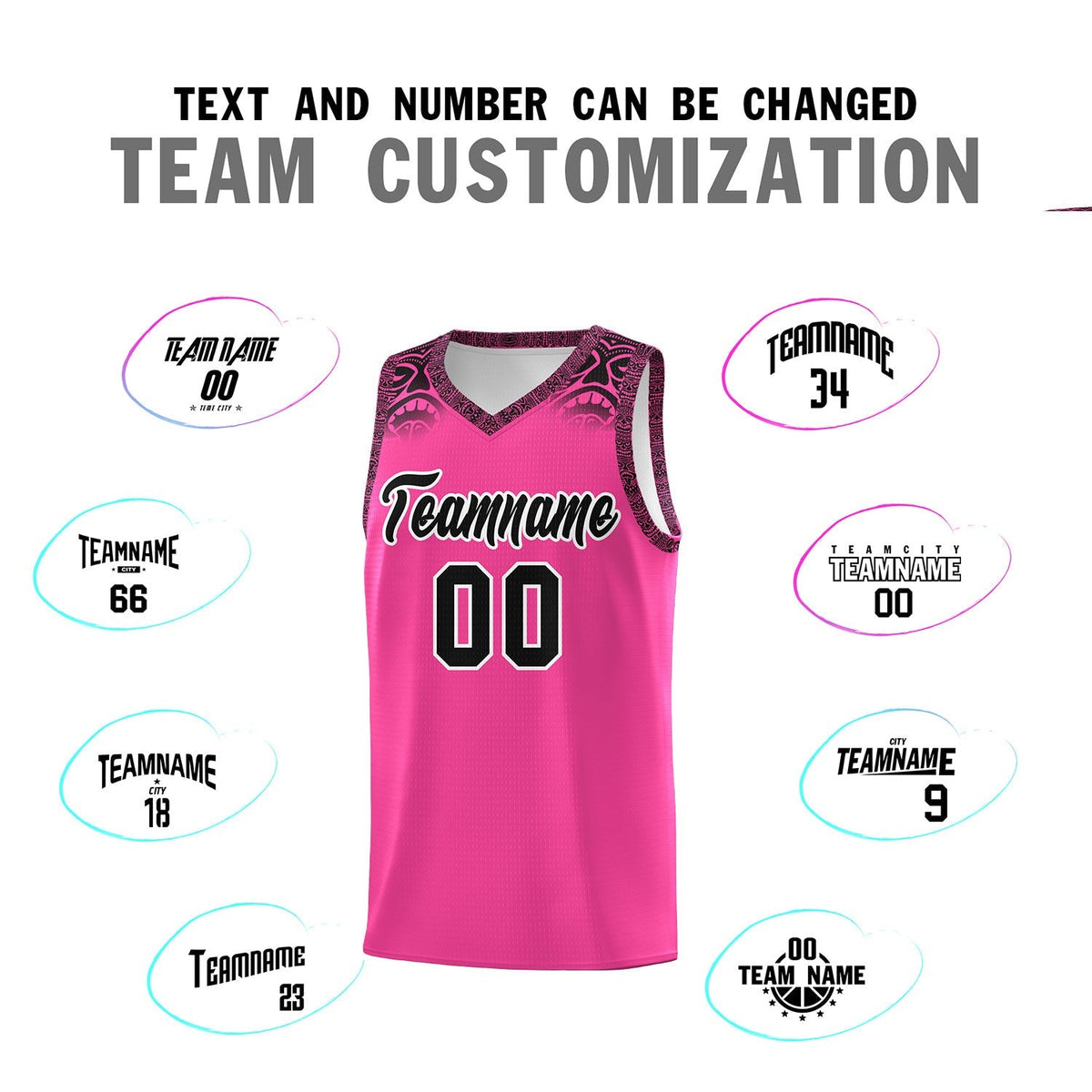 Custom Pink Black Personalized Indians Print Kits Sports Uniform Basketball Jersey|KXKSHOP