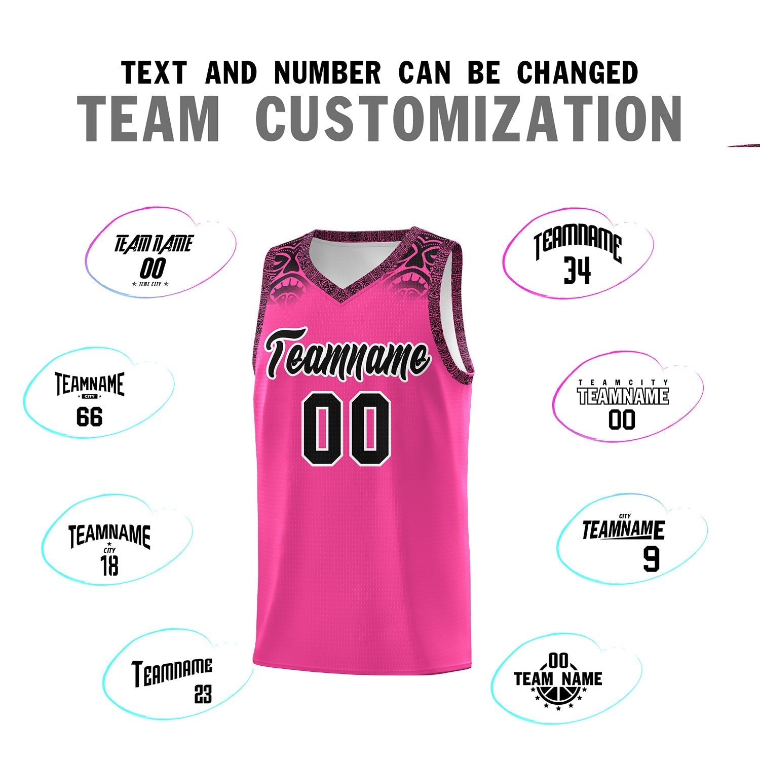 Custom Pink Black Personalized Indians Print Kits Sports Uniform Basketball Jersey|KXKSHOP