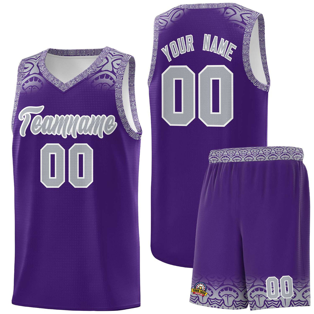 Custom Purple Gray Personalized Indians Print Kits Sports Uniform Basketball Jersey|KXKSHOP