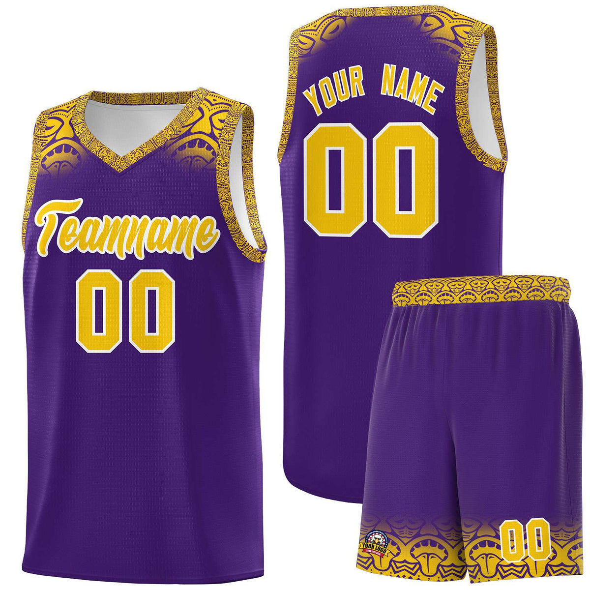 Custom Purple Gold Personalized Indians Print Kits Sports Uniform Basketball Jersey|KXKSHOP