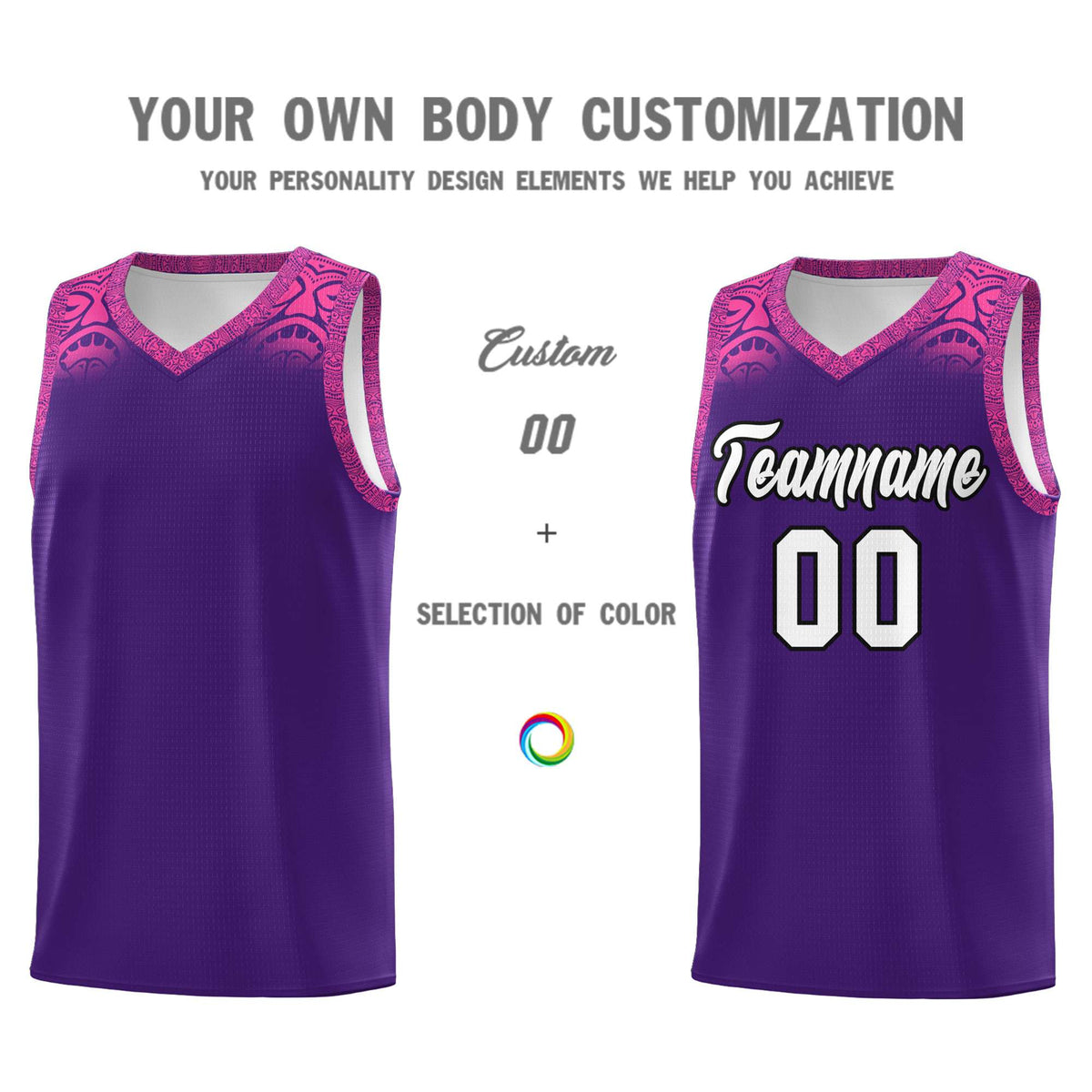 Custom Purple Pink Personalized Indians Print Kits Sports Uniform Basketball Jersey|KXKSHOP