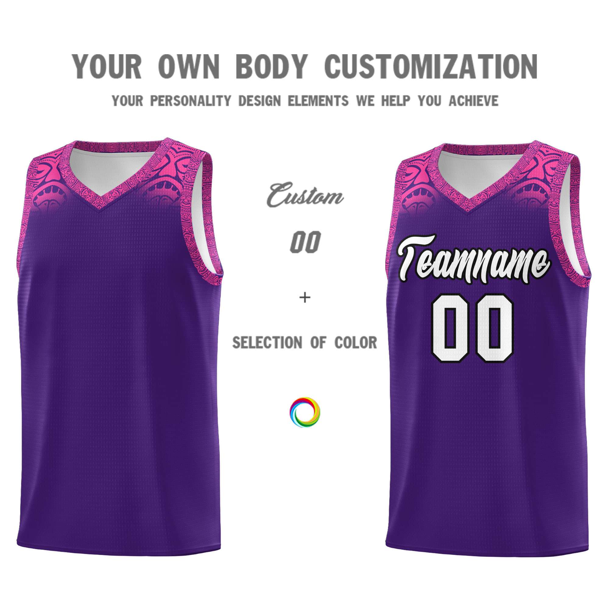 Custom Purple Pink Personalized Indians Print Kits Sports Uniform Basketball Jersey|KXKSHOP