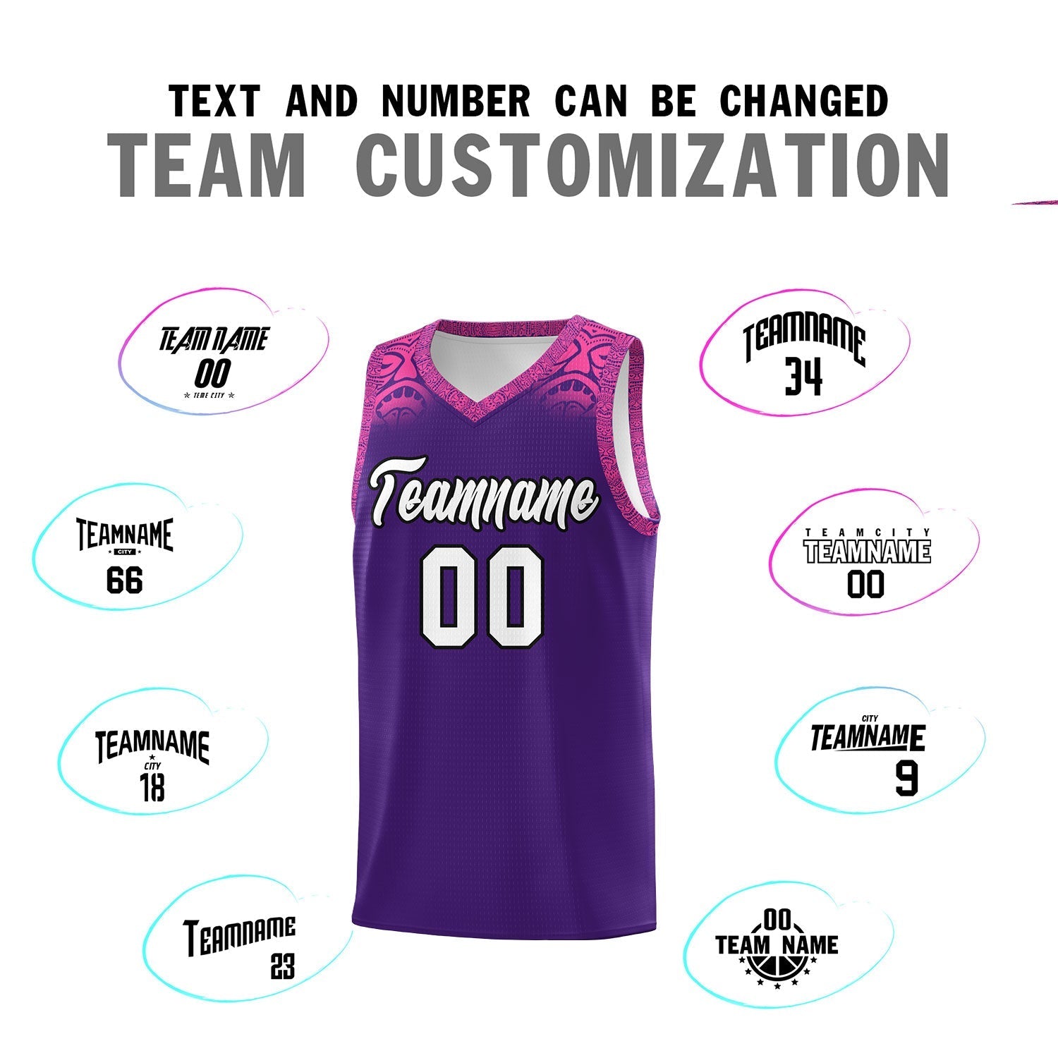 Custom Purple Pink Personalized Indians Print Kits Sports Uniform Basketball Jersey|KXKSHOP