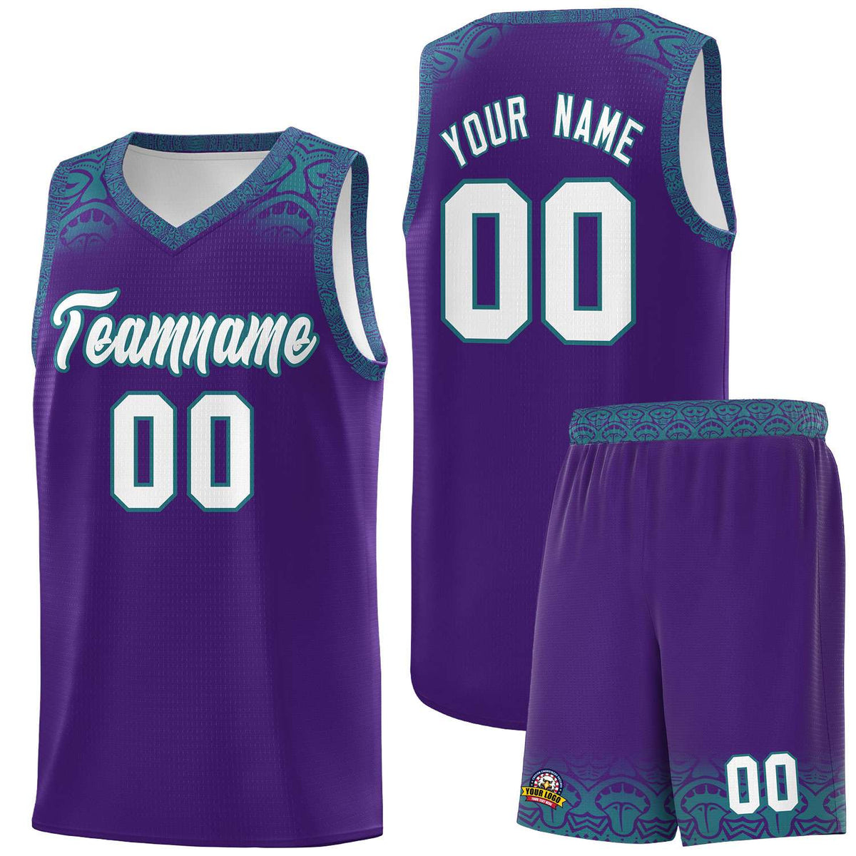 Custom Purple Aqua Personalized Indians Print Kits Sports Uniform Basketball Jersey|KXKSHOP