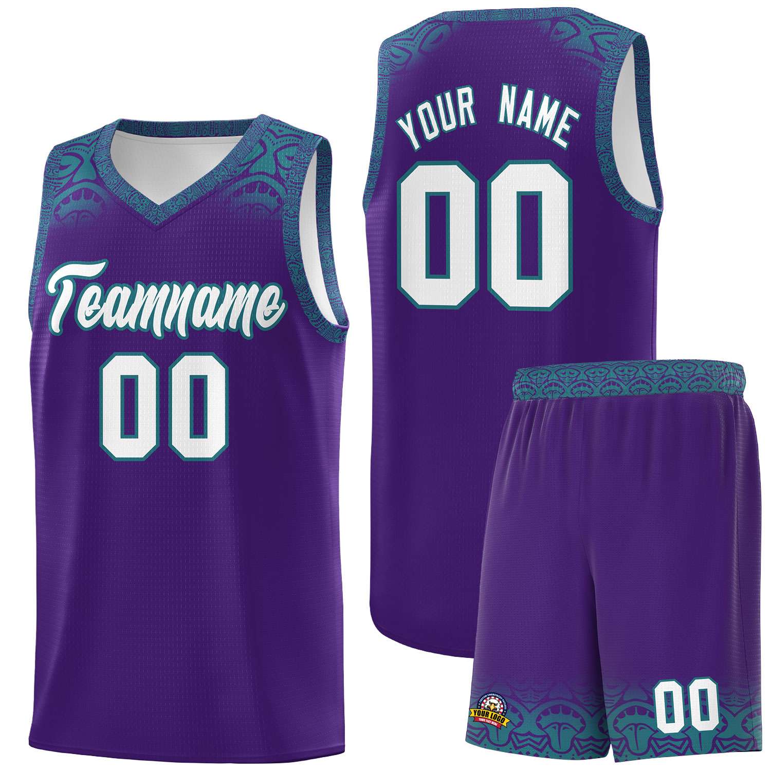 Custom Purple Aqua Personalized Indians Print Kits Sports Uniform Basketball Jersey|KXKSHOP