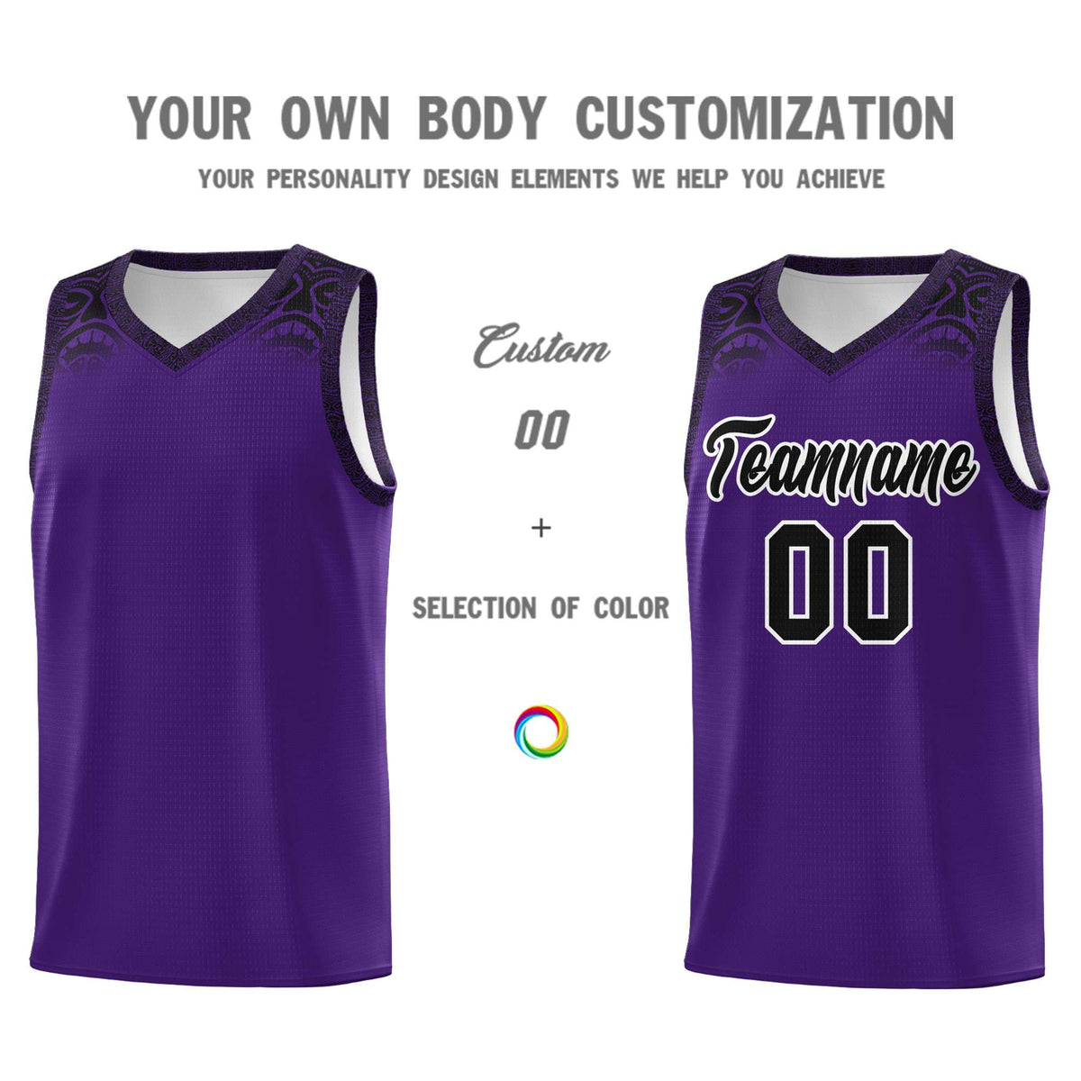 Custom Purple Black Personalized Indians Print Kits Sports Uniform Basketball Jersey|KXKSHOP