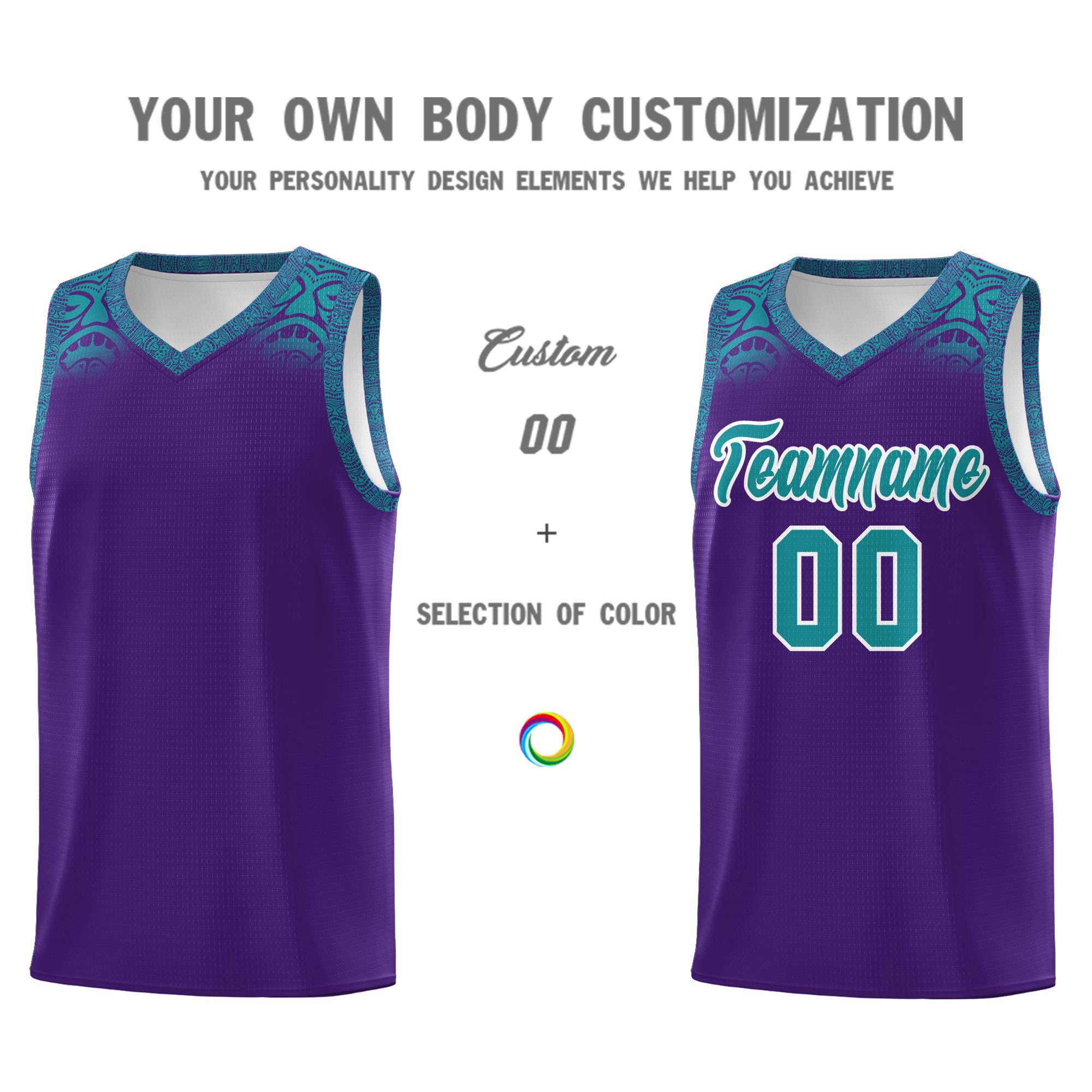 Custom Purple Aqua Personalized Indians Print Kits Sports Uniform Basketball Jersey|KXKSHOP