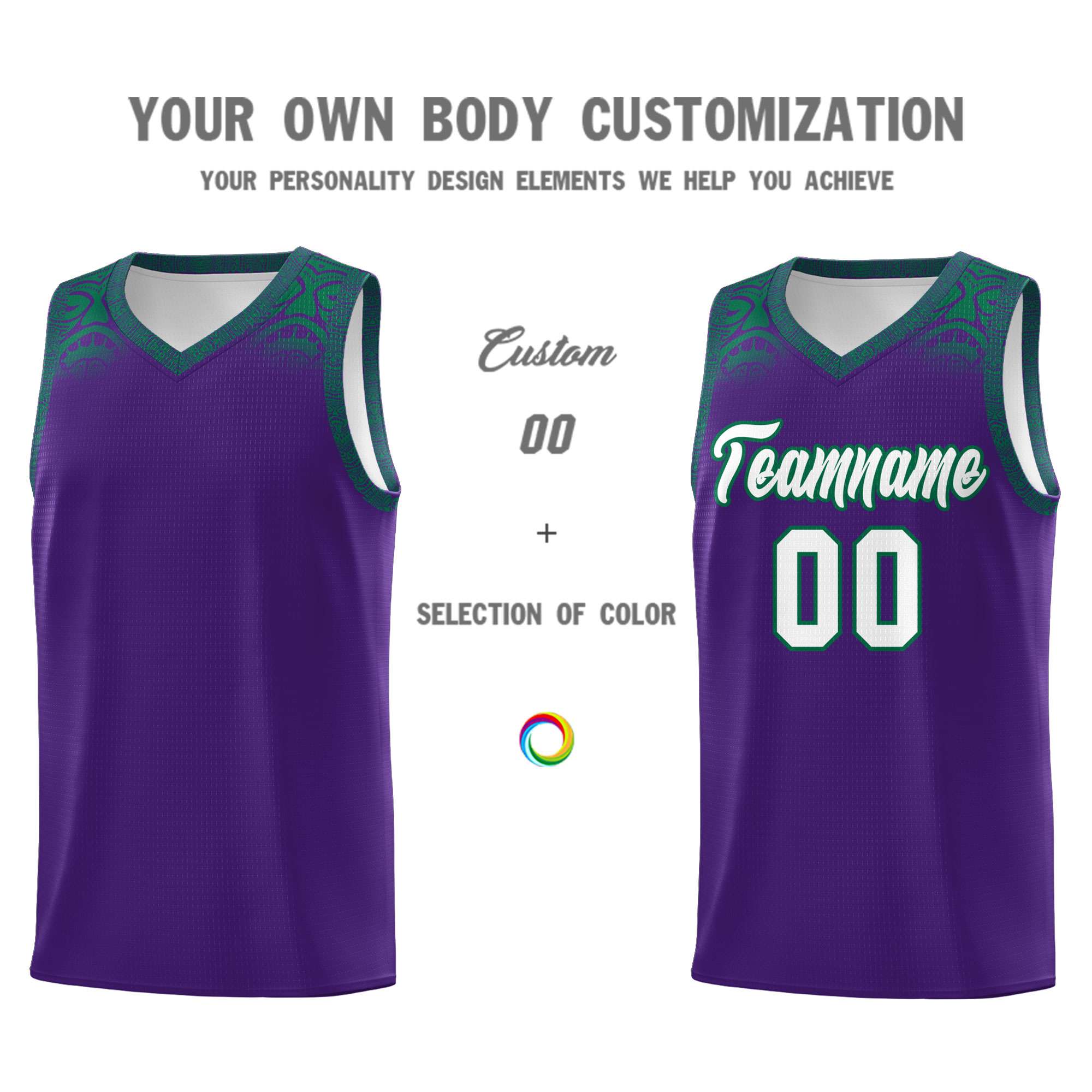 Custom Purple Kelly Green Personalized Indians Print Kits Sports Uniform Basketball Jersey|KXKSHOP