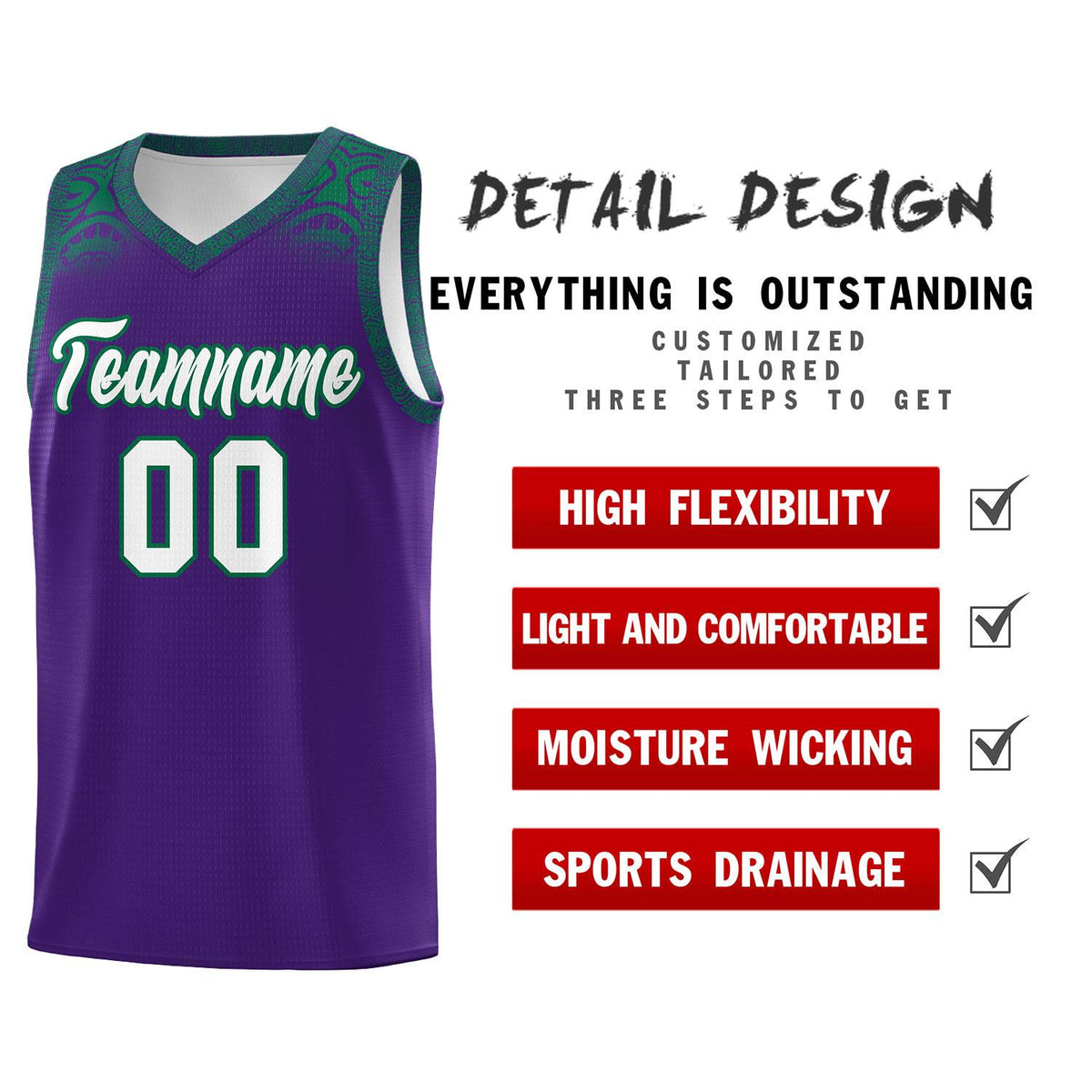 Custom Purple Kelly Green Personalized Indians Print Kits Sports Uniform Basketball Jersey|KXKSHOP