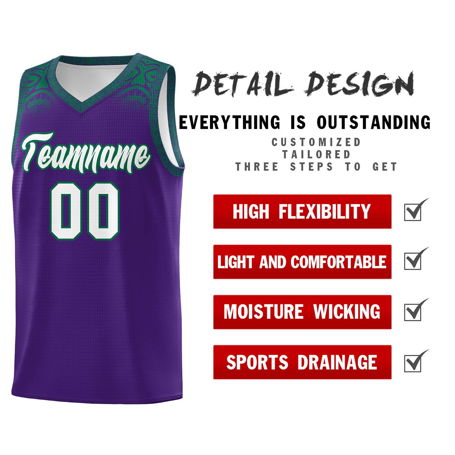 Custom Purple Kelly Green Personalized Indians Print Kits Sports Uniform Basketball Jersey|KXKSHOP