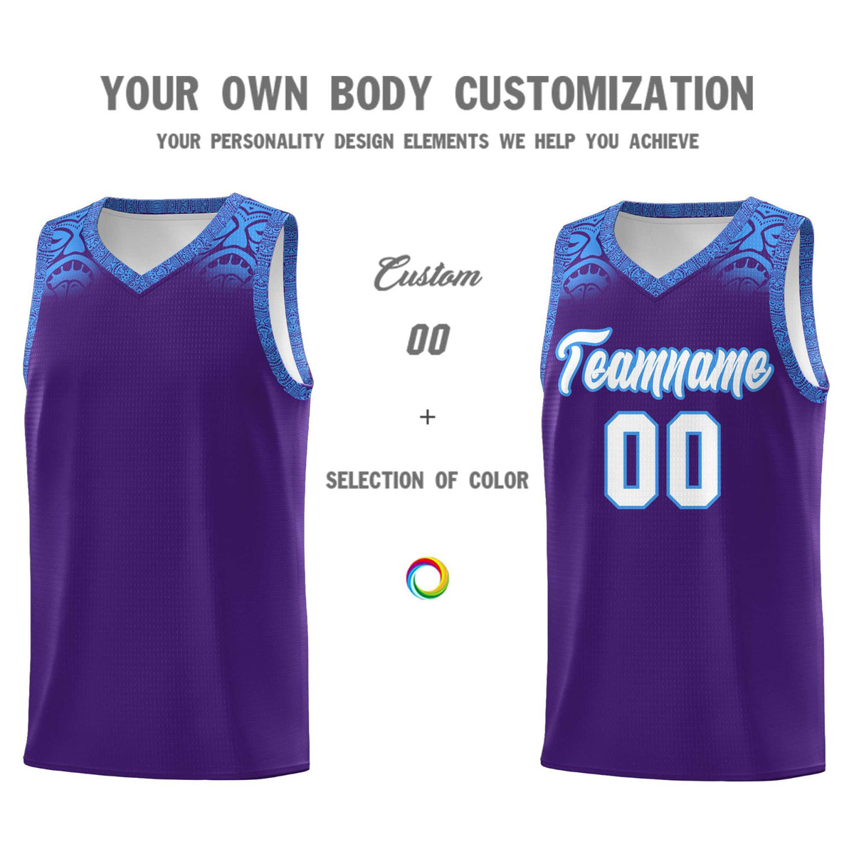 Custom Purple Powder Blue Personalized Indians Print Kits Sports Uniform Basketball Jersey|KXKSHOP