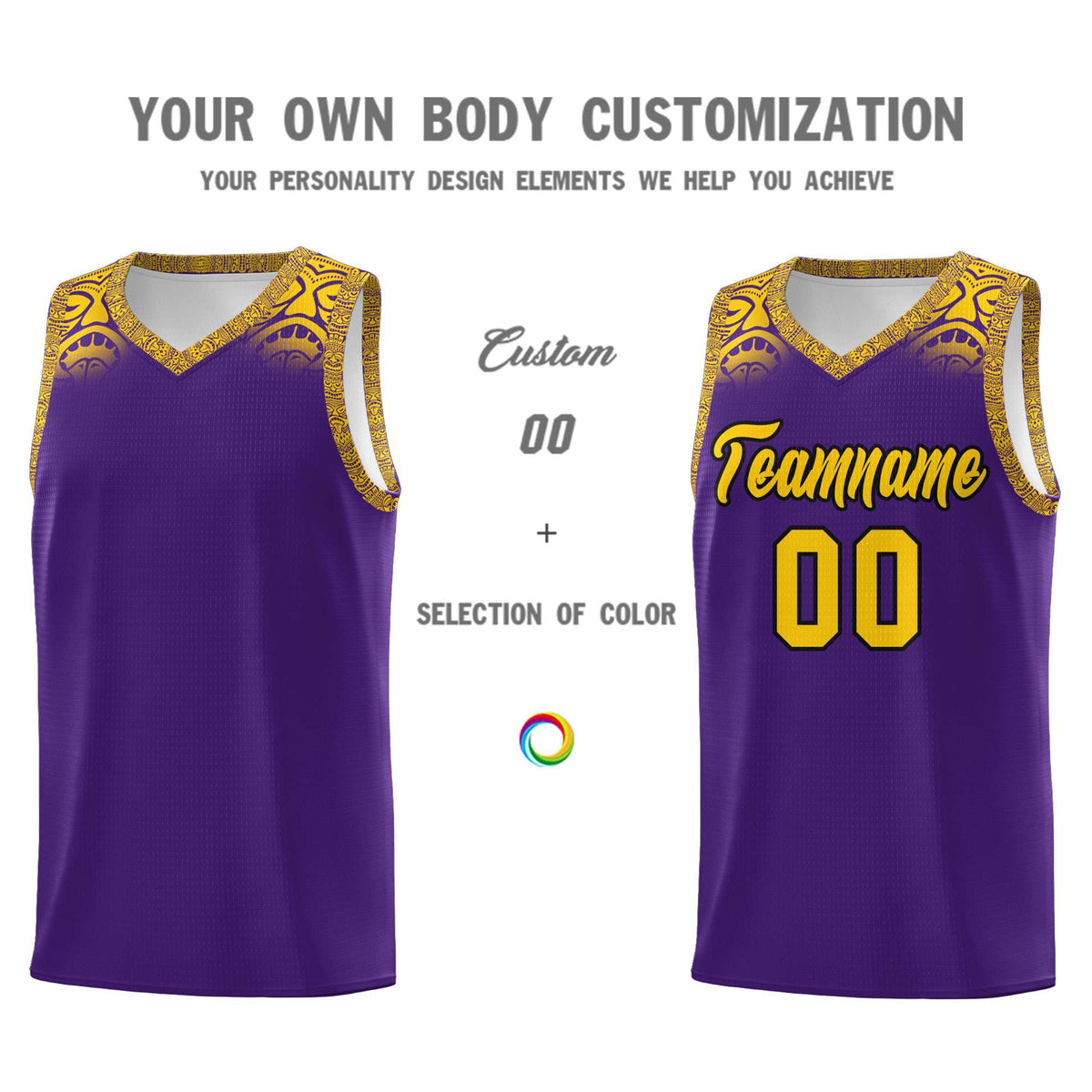 Custom Purple Gold Personalized Indians Print Kits Sports Uniform Basketball Jersey|KXKSHOP