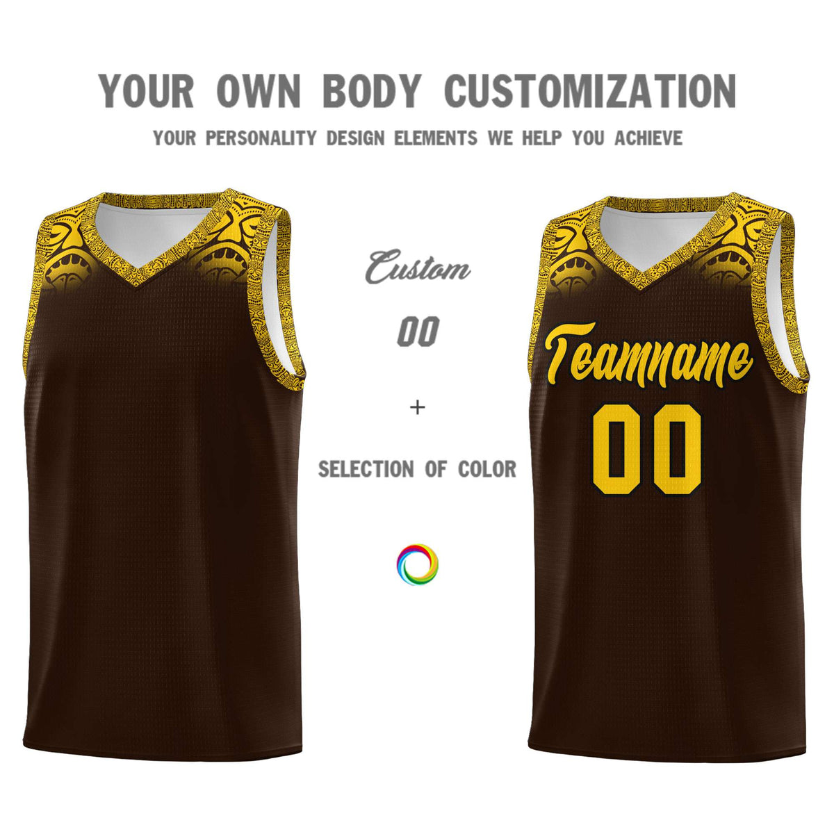 Custom Brown Gold Personalized Indians Print Kits Sports Uniform Basketball Jersey|KXKSHOP