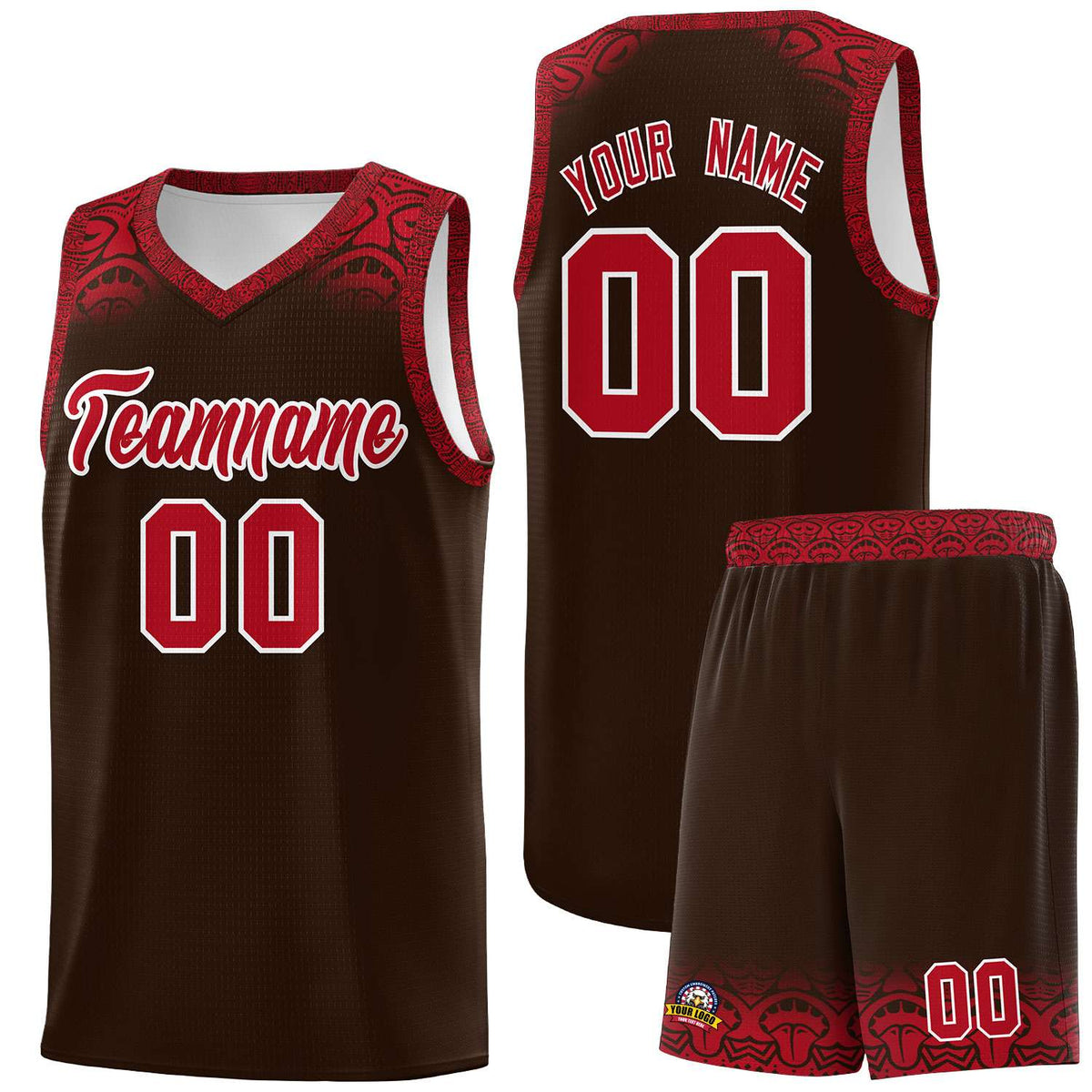 Custom Brown Red Personalized Indians Print Kits Sports Uniform Basketball Jersey|KXKSHOP
