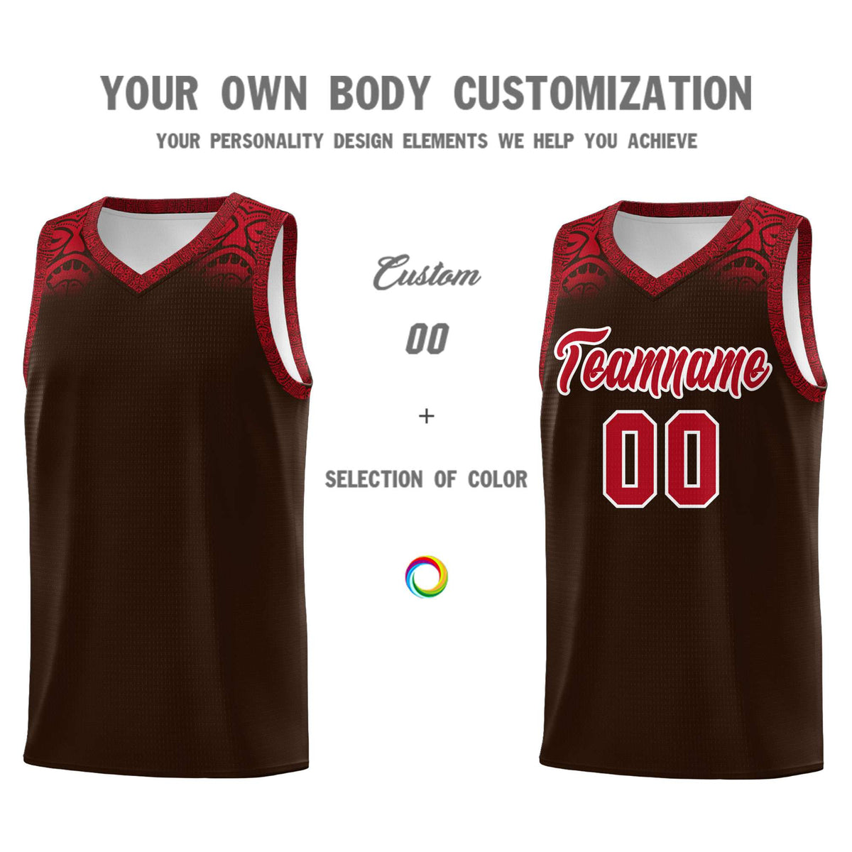 Custom Brown Red Personalized Indians Print Kits Sports Uniform Basketball Jersey|KXKSHOP