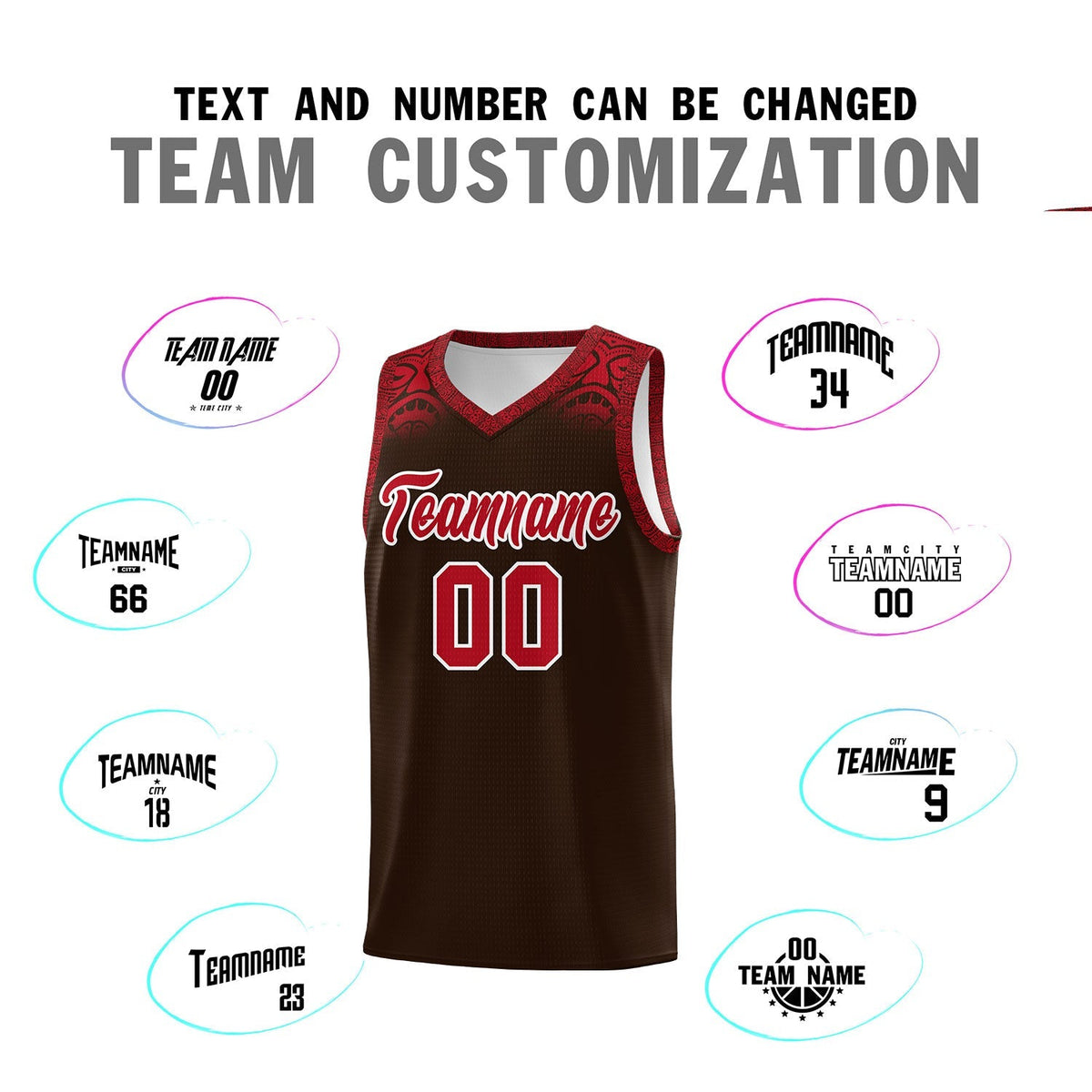 Custom Brown Red Personalized Indians Print Kits Sports Uniform Basketball Jersey|KXKSHOP