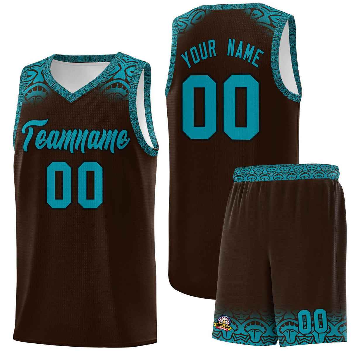 Custom Brown Teal Personalized Indians Print Kits Sports Uniform Basketball Jersey|KXKSHOP