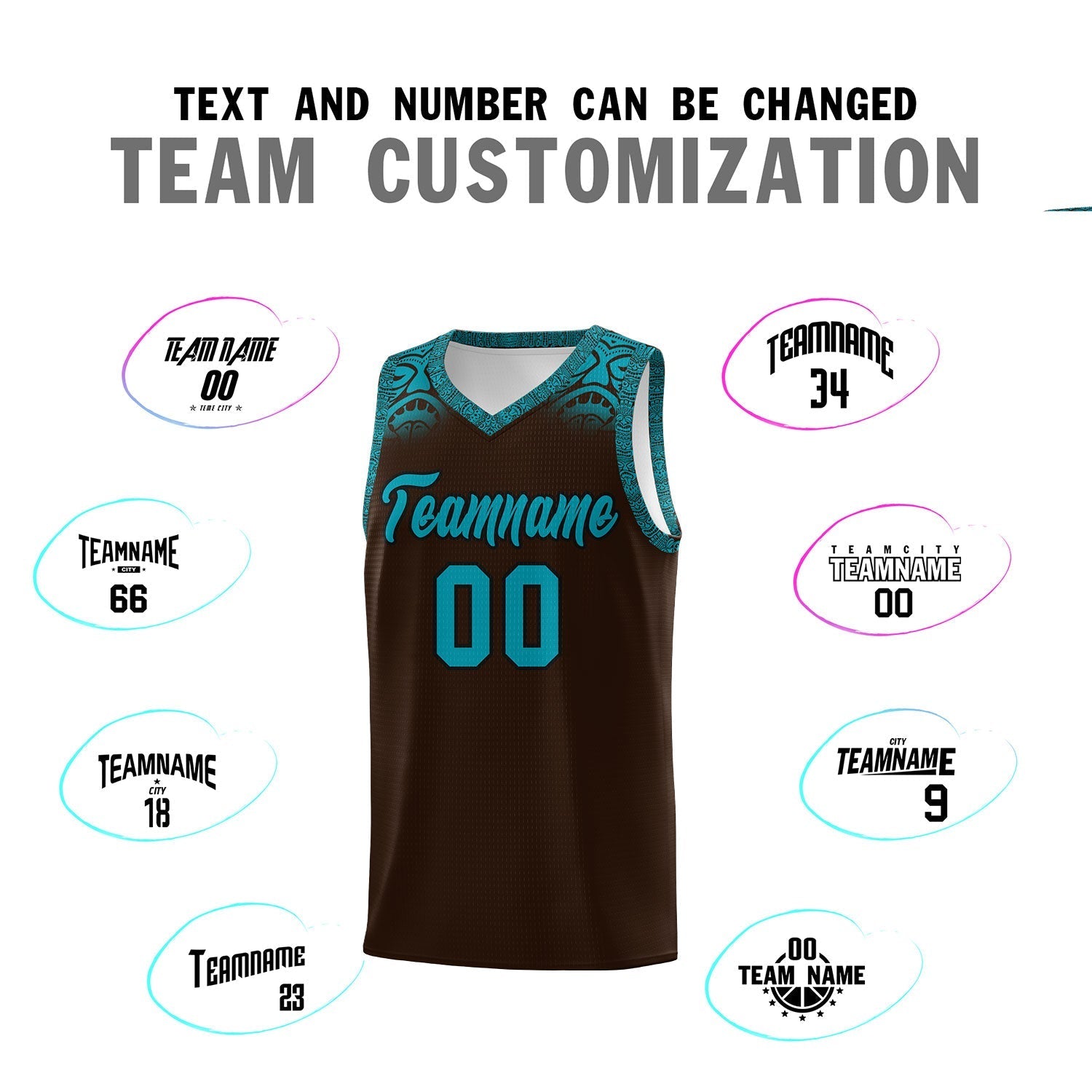 Custom Brown Teal Personalized Indians Print Kits Sports Uniform Basketball Jersey|KXKSHOP