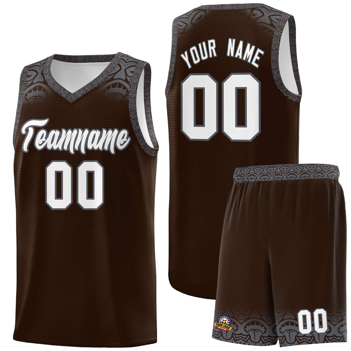 Custom Brown Dark Gray Personalized Indians Print Kits Sports Uniform Basketball Jersey|KXKSHOP