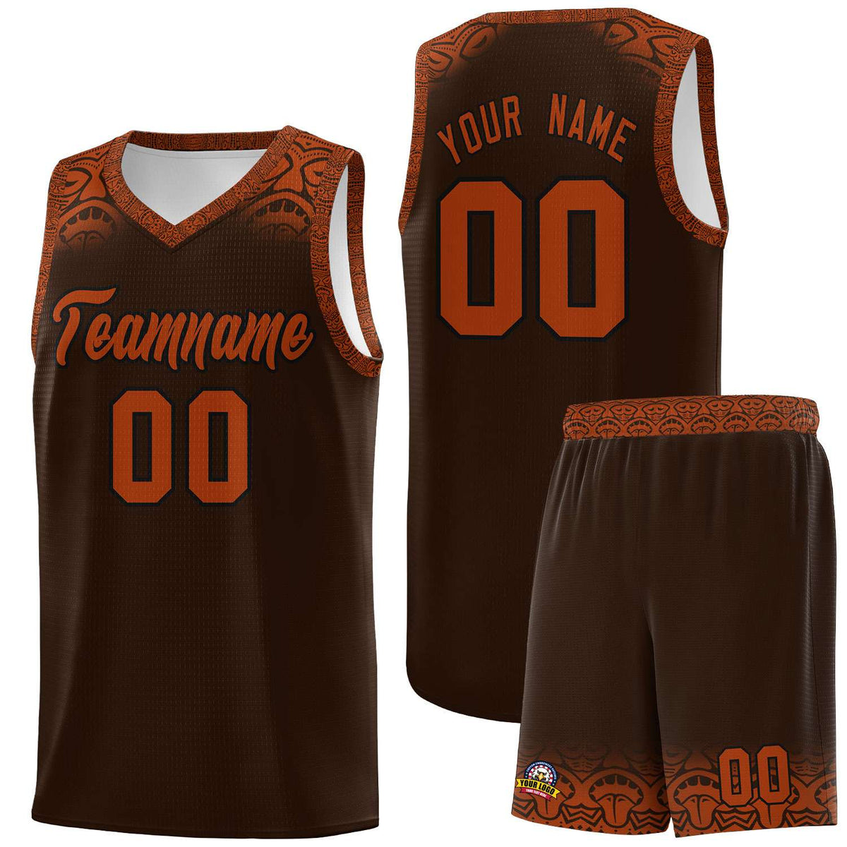 Custom Brown Texas Orange Personalized Indians Print Kits Sports Uniform Basketball Jersey|KXKSHOP