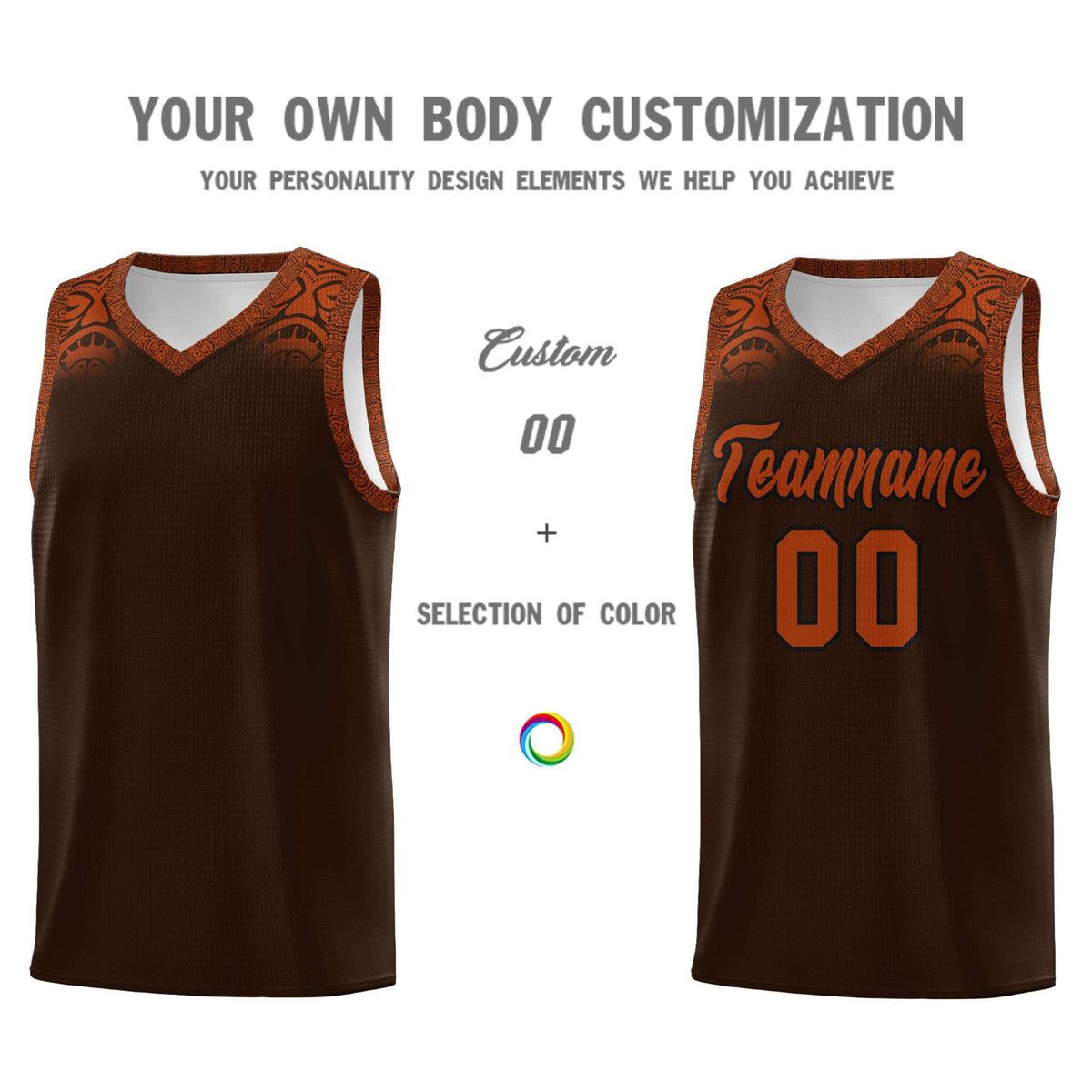 Custom Brown Texas Orange Personalized Indians Print Kits Sports Uniform Basketball Jersey|KXKSHOP