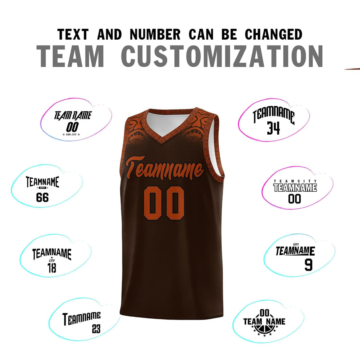 Custom Brown Texas Orange Personalized Indians Print Kits Sports Uniform Basketball Jersey|KXKSHOP