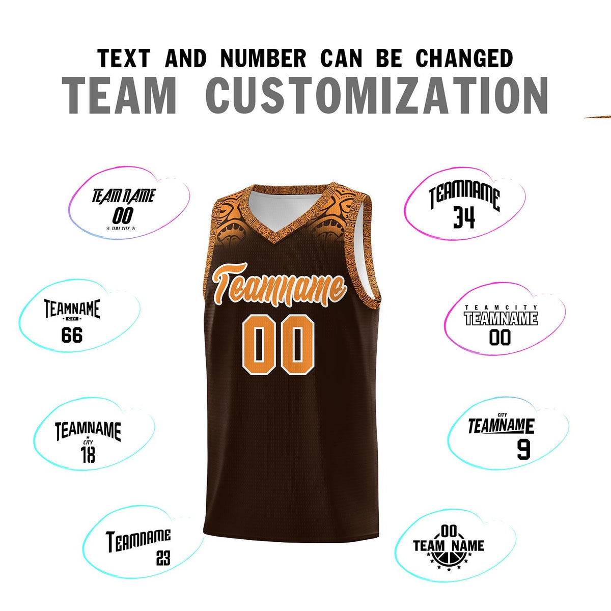 Custom Brown Orange Personalized Indians Print Kits Sports Uniform Basketball Jersey|KXKSHOP