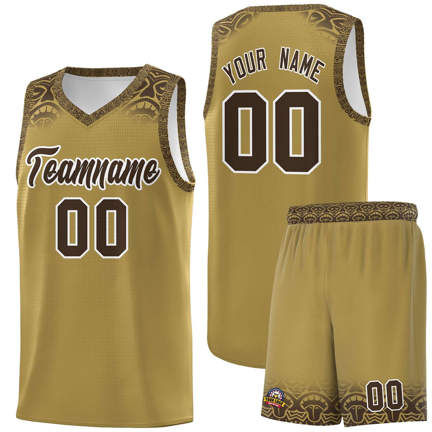 Custom Desert Yellow Brown Personalized Indians Print Kits Sports Uniform Basketball Jersey|KXKSHOP